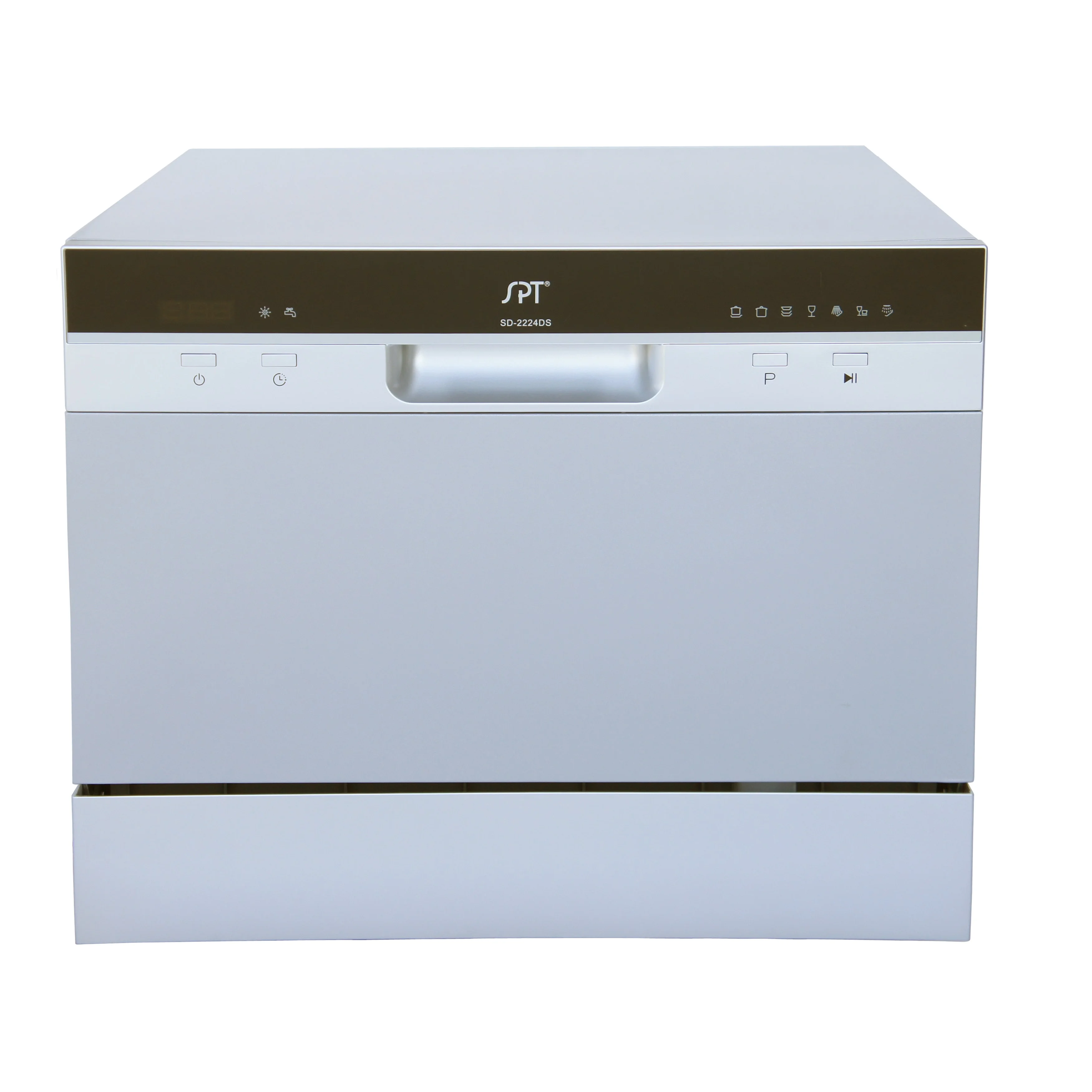6 Place Settings Silver Countertop Dishwasher with Delay Start and LED Display