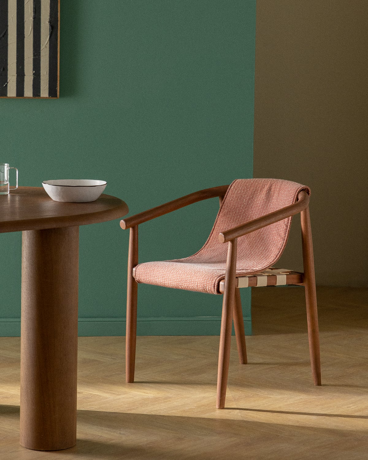 Clhoti - Silla de Comedor de Madera de Eucalipto y Tela Clhoti