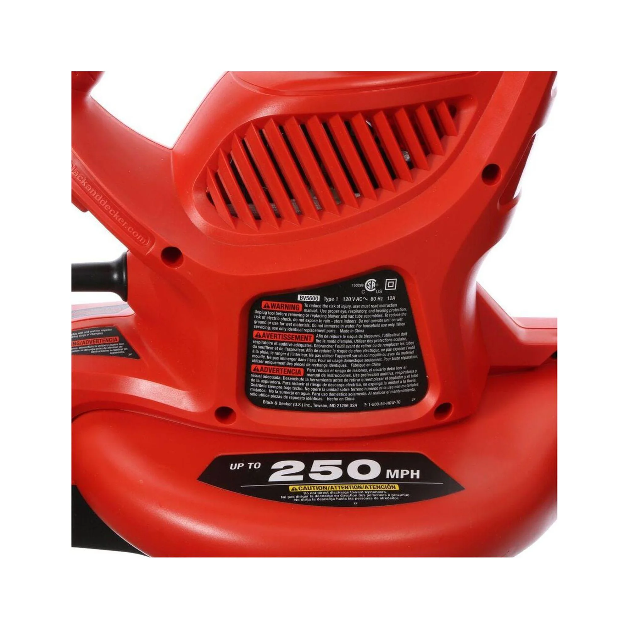BLACK+DECKER 12 Amp 3in1 Electric Blower Vacuum Mulcher, (BV3600)