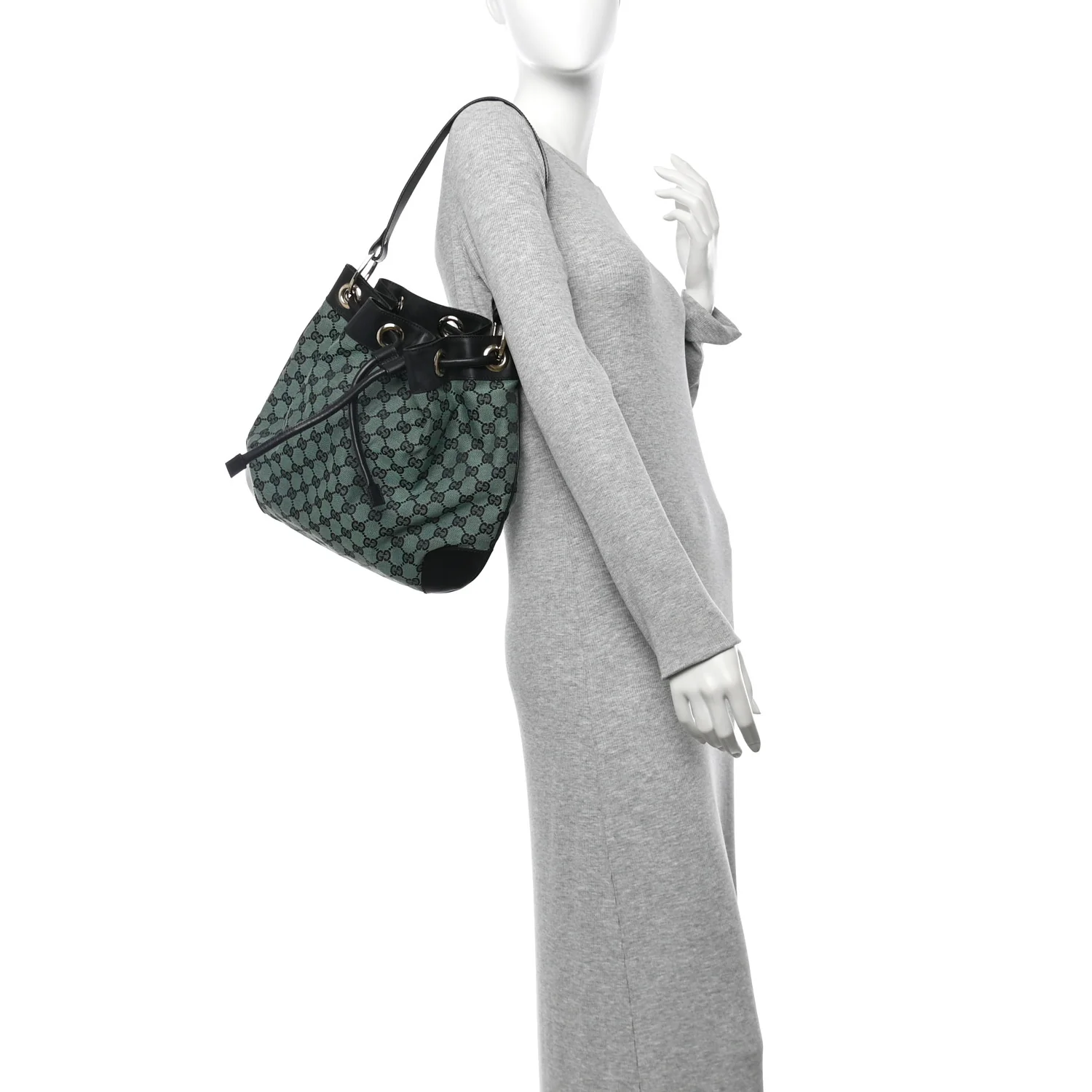 Monogram Drawstring Shoulder Bag Green