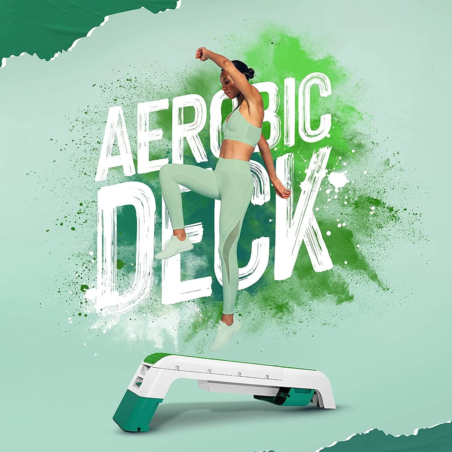 Yes4all Multifunctional Fitness Aerobic Step Platform and Aerobic Deck, Green and White