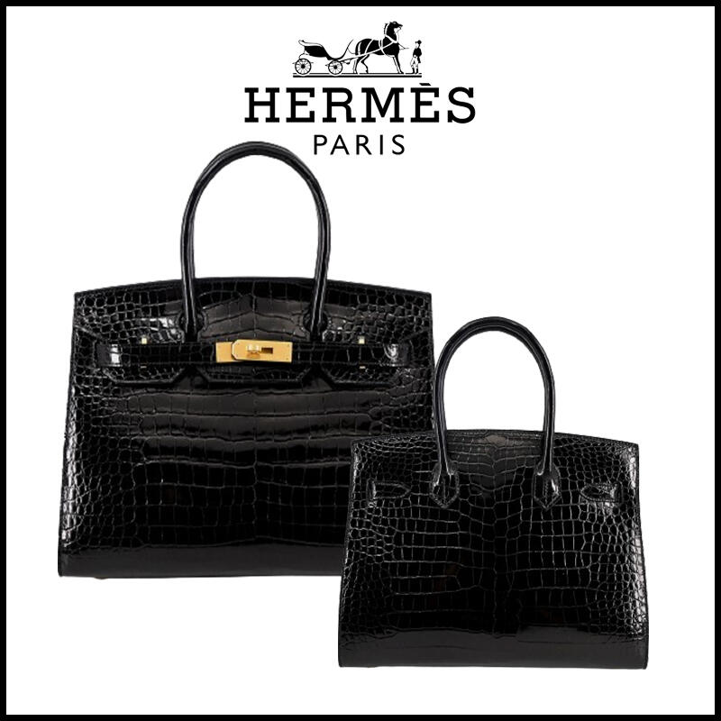 HERMES 高級ワニ革模様 プラチナバッグ
