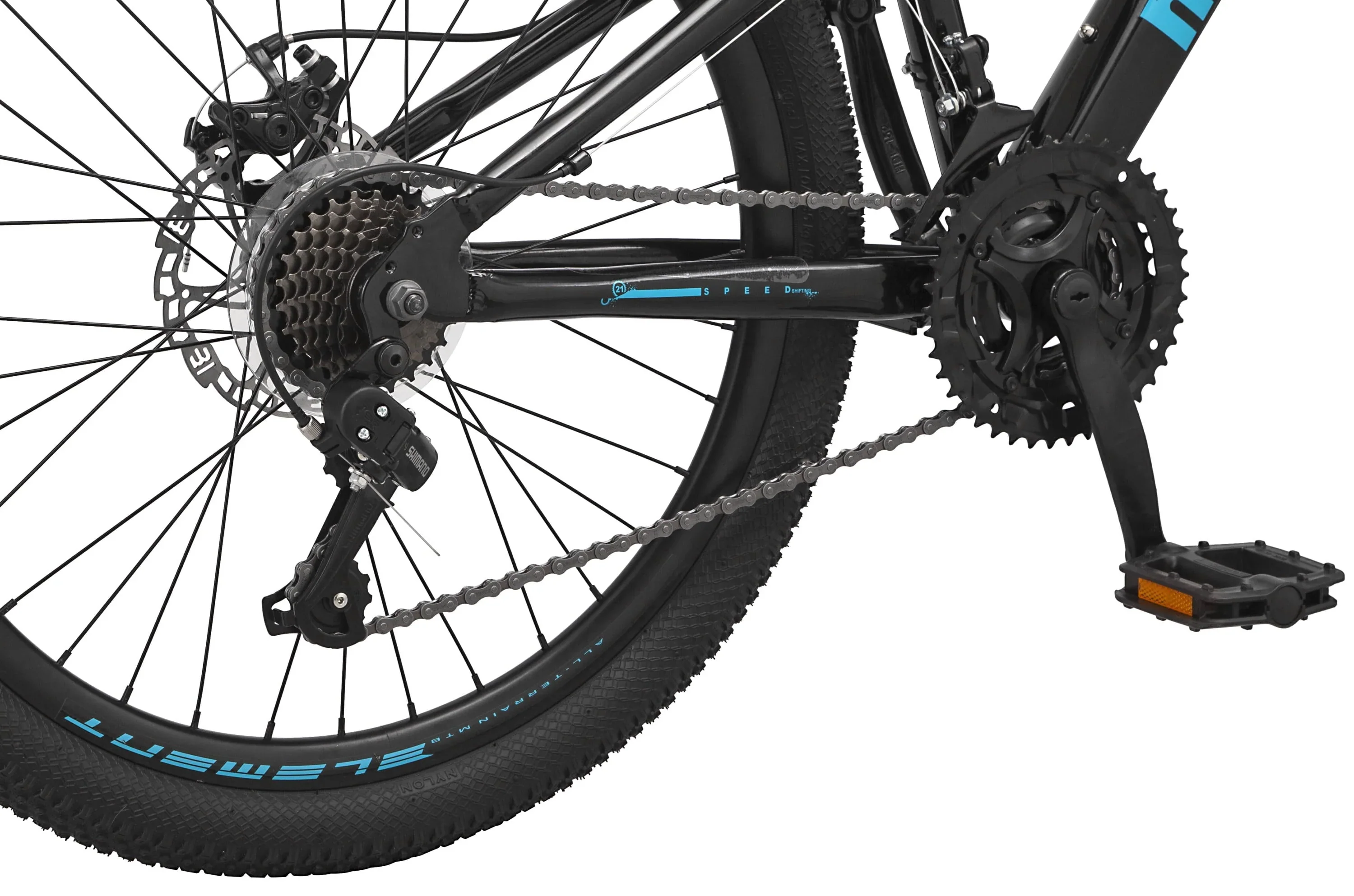 Mongoose 24 Durham Mountain Bike, 21 Speeds, Black
