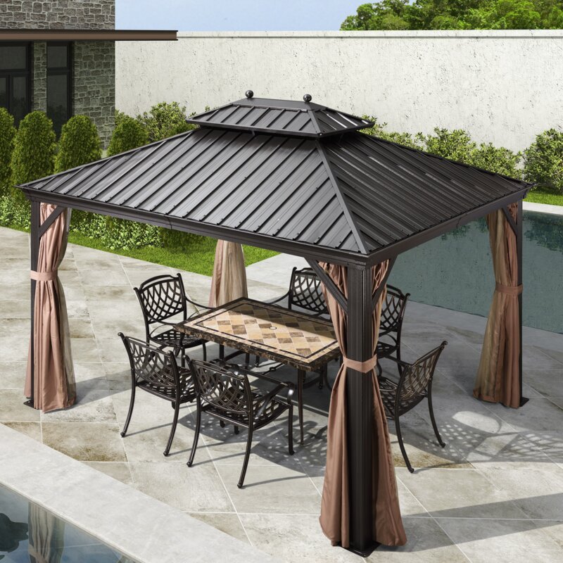 Gazebo de patio en aluminium de 3,66 m de large x 3,05 m de profondeur