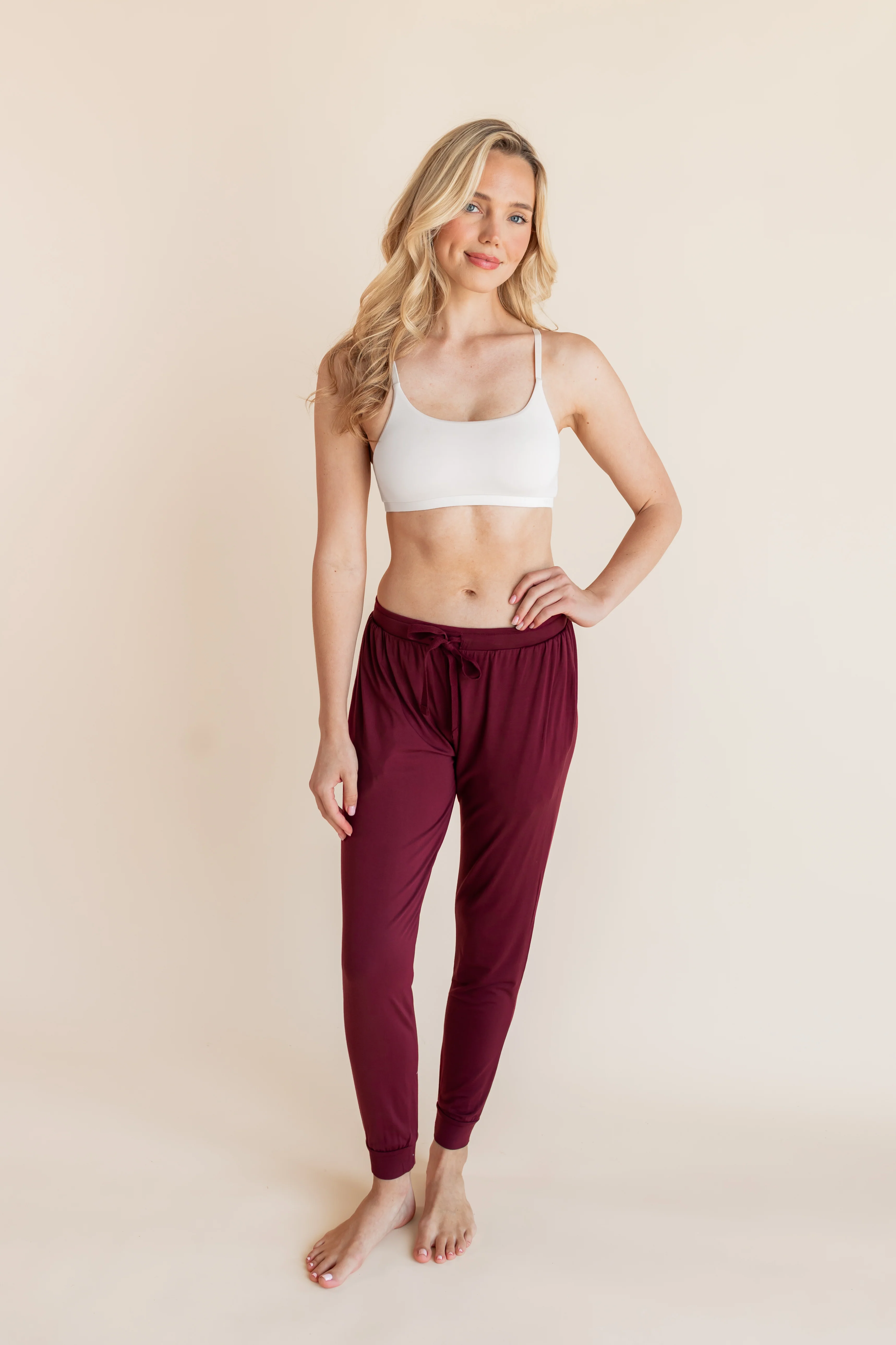 Women's Jogger Pants in Burgundy