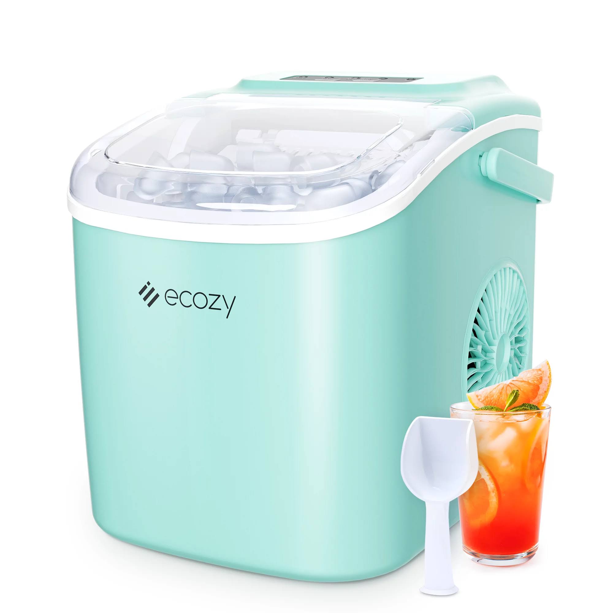 ecozy Portable Ice Maker Countertop 9 Cubes Ready in 6 Mins 26 lbs in 24 Hours Self-Cleaning Ice Maker Machine with Ice Bags/Standing Ice Scoop/Ice