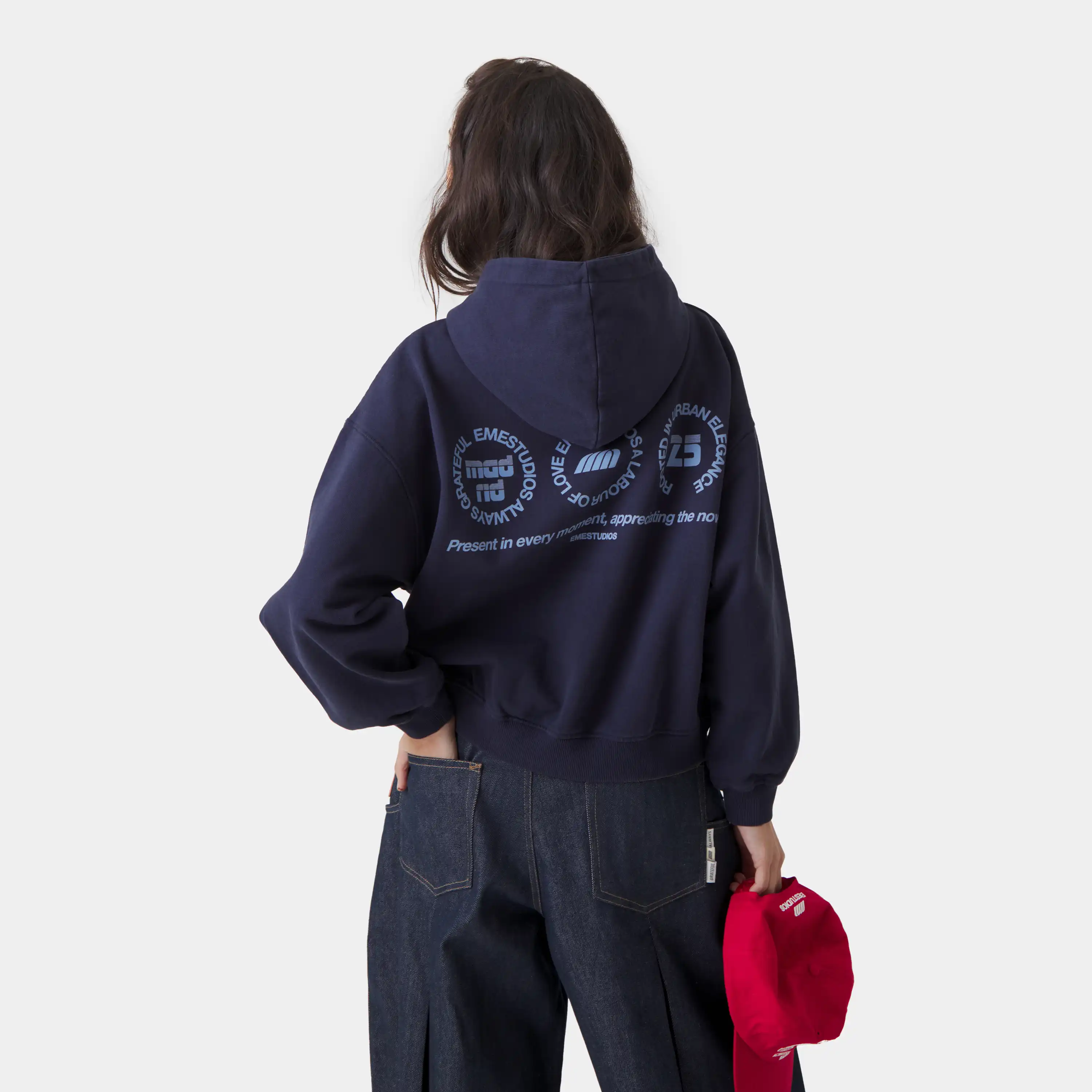 Stamp Navy Oversized Hoodie