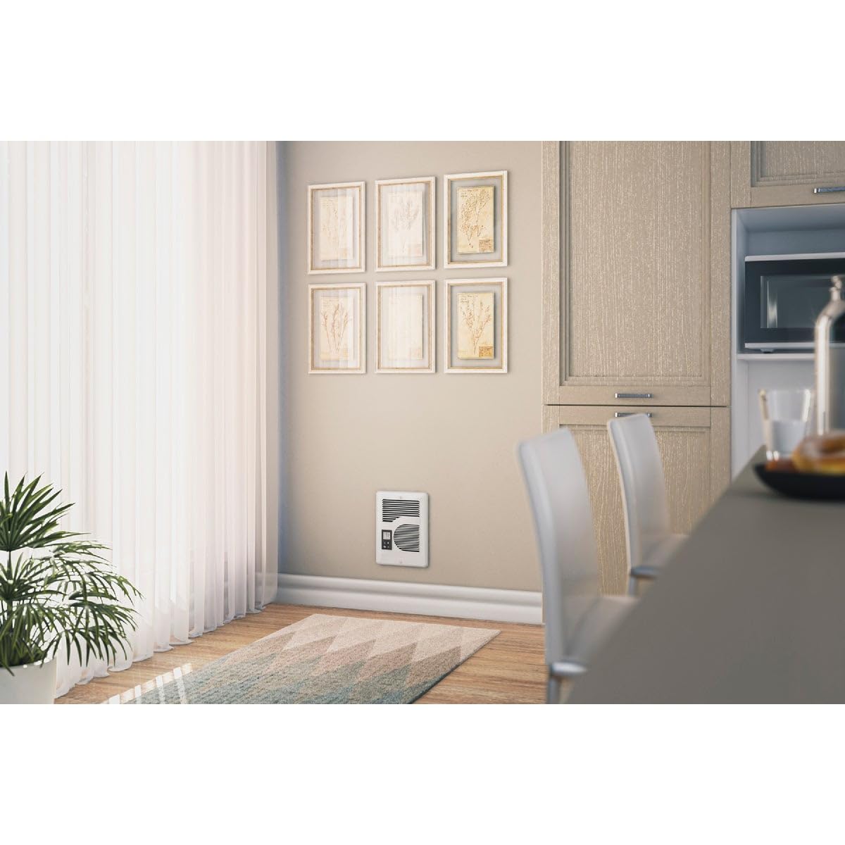 Chauffage mural Cadet Energy Plus, thermostat numérique, 240/208/120 V, blanc