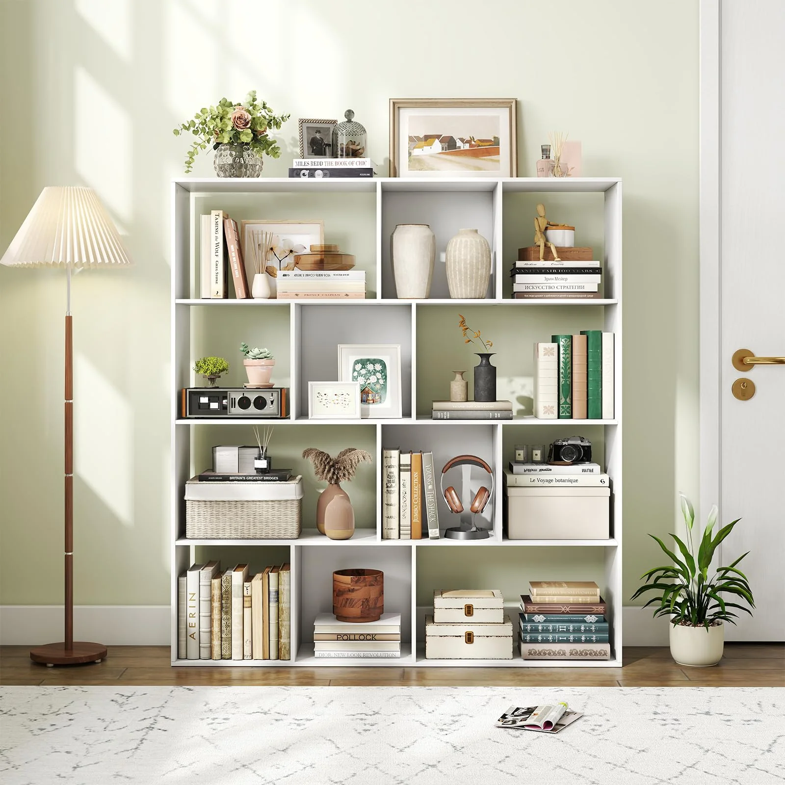 Tangkula 12 Cube 4-Tier Freestanding Storage Organizer Bookcase with Open Cubes