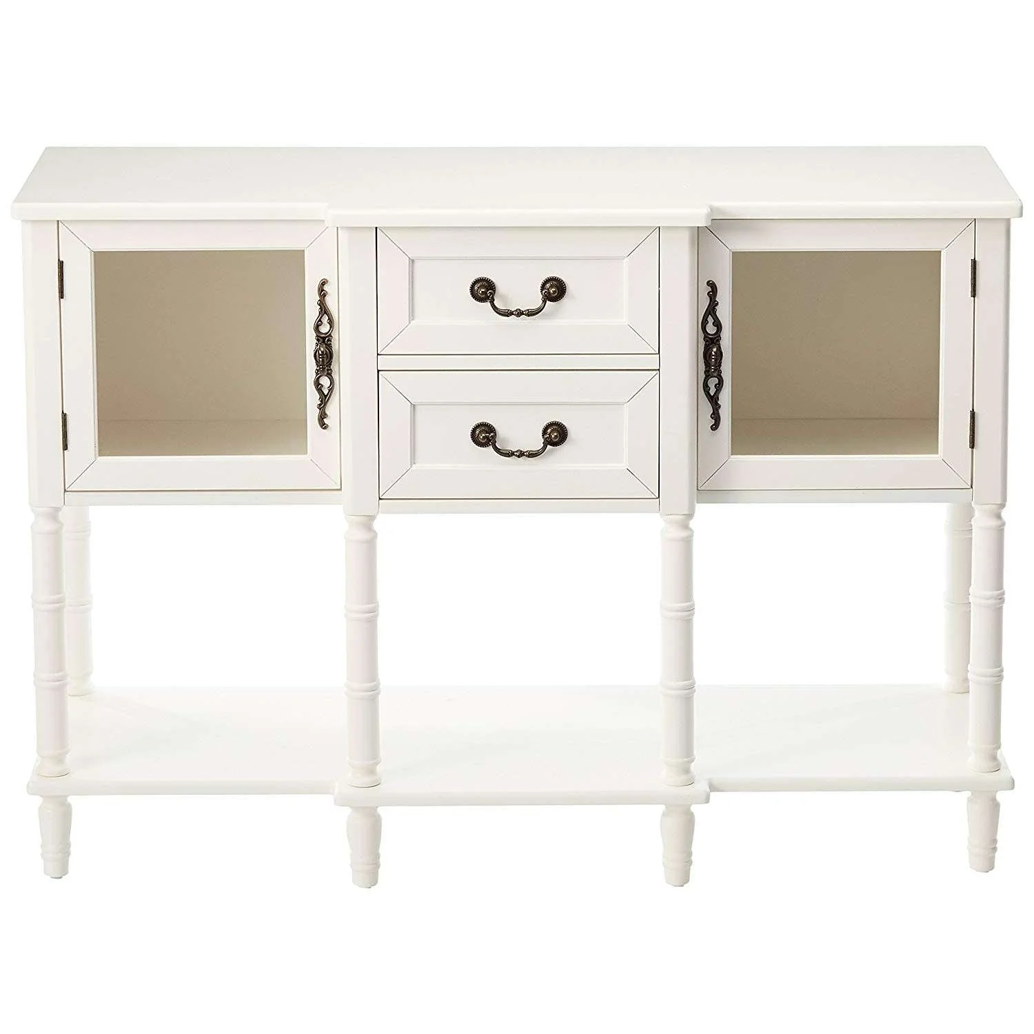 Wood Buffet Sideboard Cabinet Console Table, Cream White - Image 4