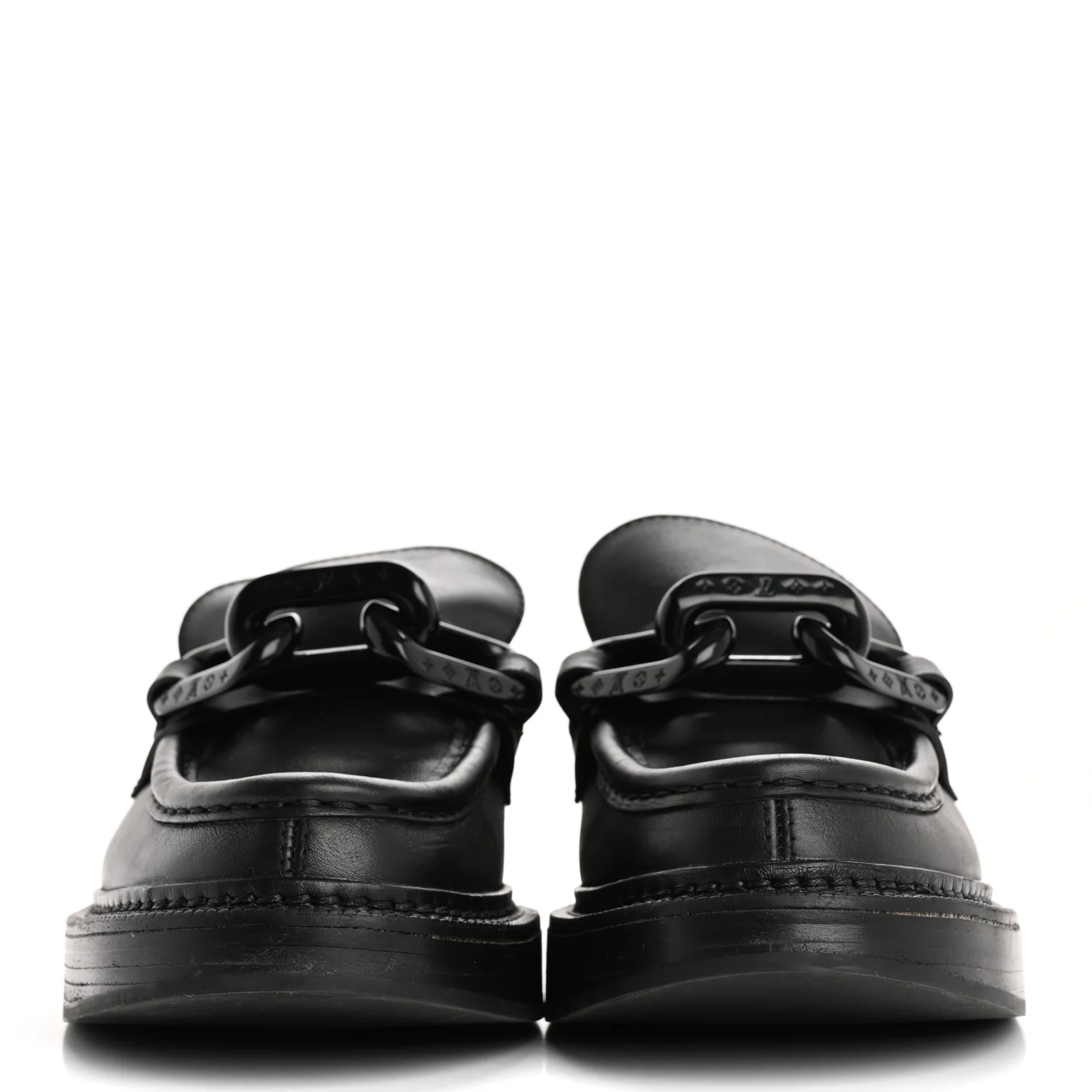 Calfskin Oversized Chain Academy Loafers 37.5 Black
