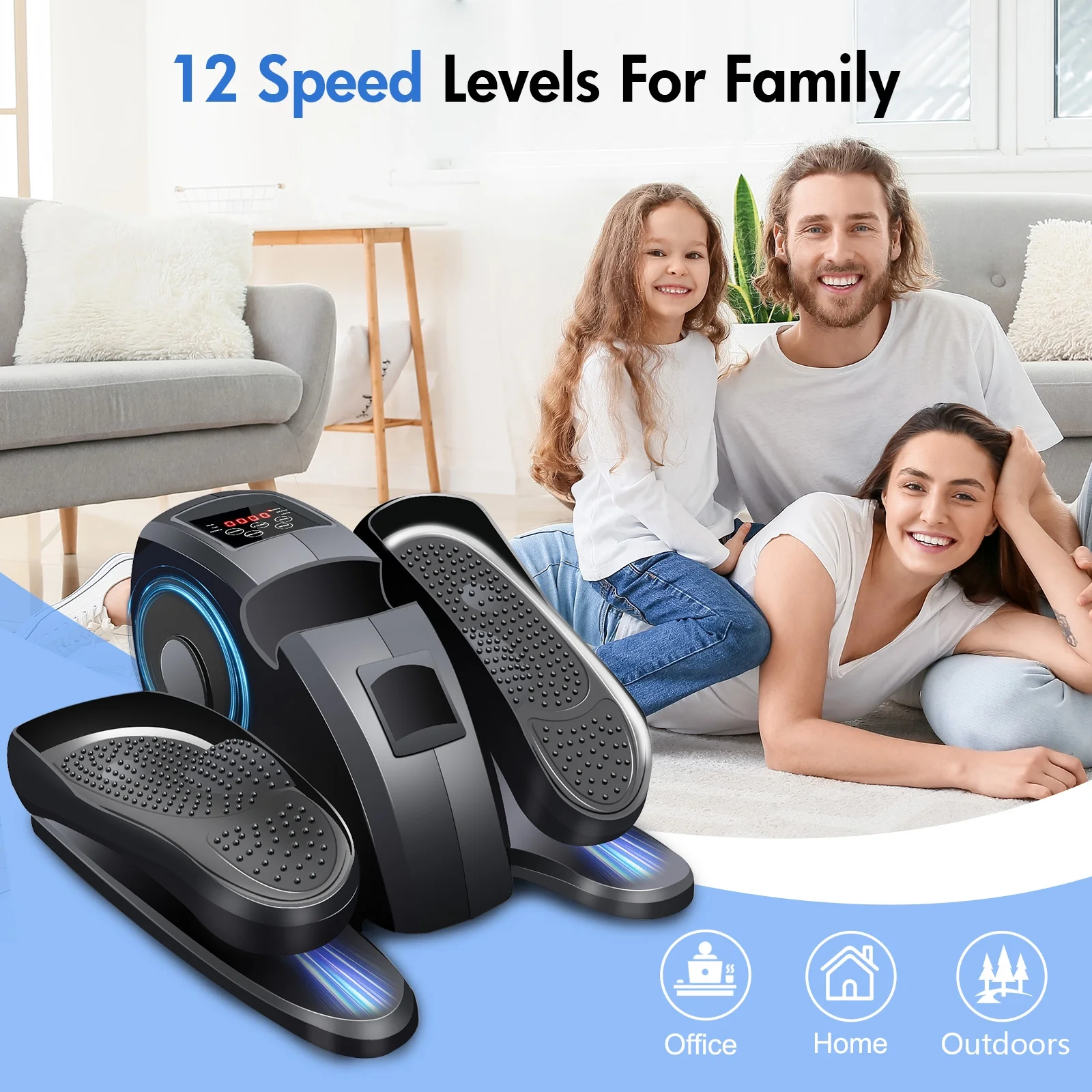 Under Desk Elliptical, Electric Seated Foot Leg Pedal Exerciser While Sitting for Seniors(Type-A Black) - Image 2