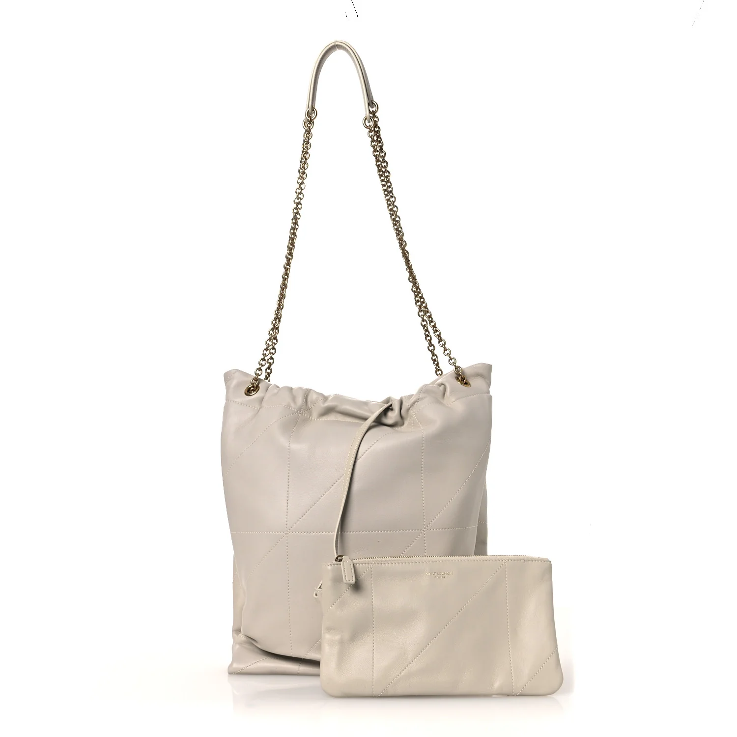 Lambskin Matelasse Monogram Medium Jamie 4.3 Pochon Blanc Vintage