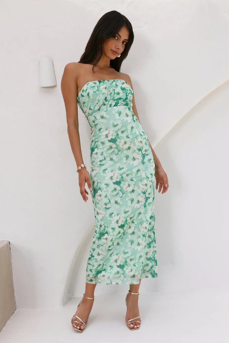 You Plus Me Strapless Mesh Maxi Dress Green