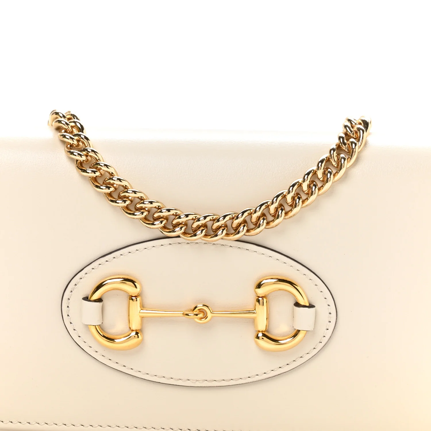 Boarded Plutone Calfskin Horsebit 1955 Wallet On Chain Mystic White