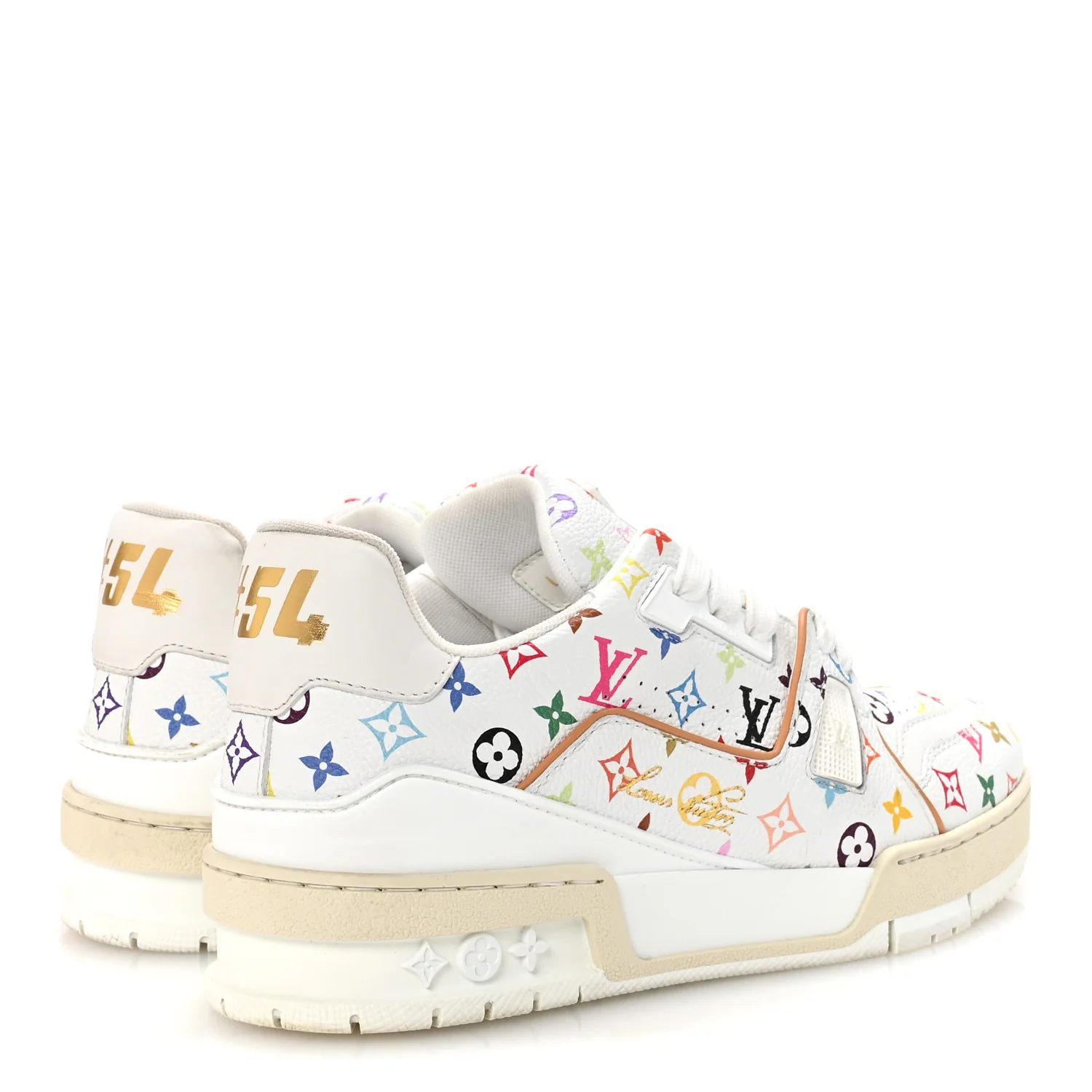 LV X TM Calfskin Monogram Multicolor Womens LV Trainer Sneakers 37.5 White