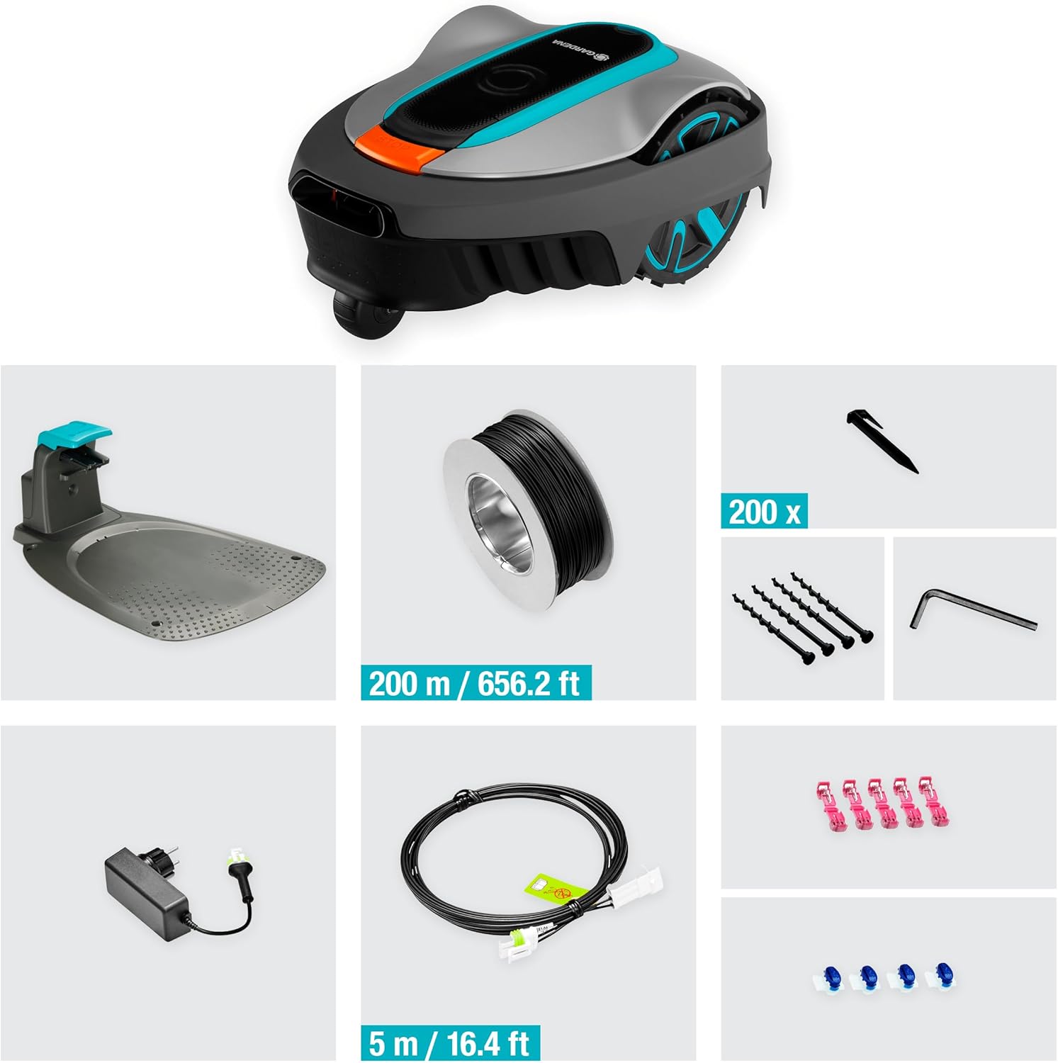 Gardena Robotmaaier SILENO minimo 500 m: intelligente grasmaaier met optimale connectiviteit, programmeerbaar met Gardena Bluetooth-app, DE-versie (15202-20)