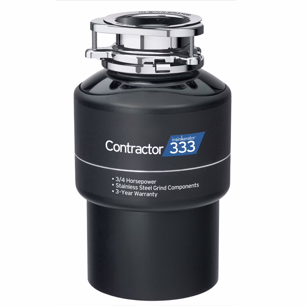 Contractor Series Pro 333 Garbage Disposal, 3/4 HP with Cord in Black 79343A-ISE(Black)