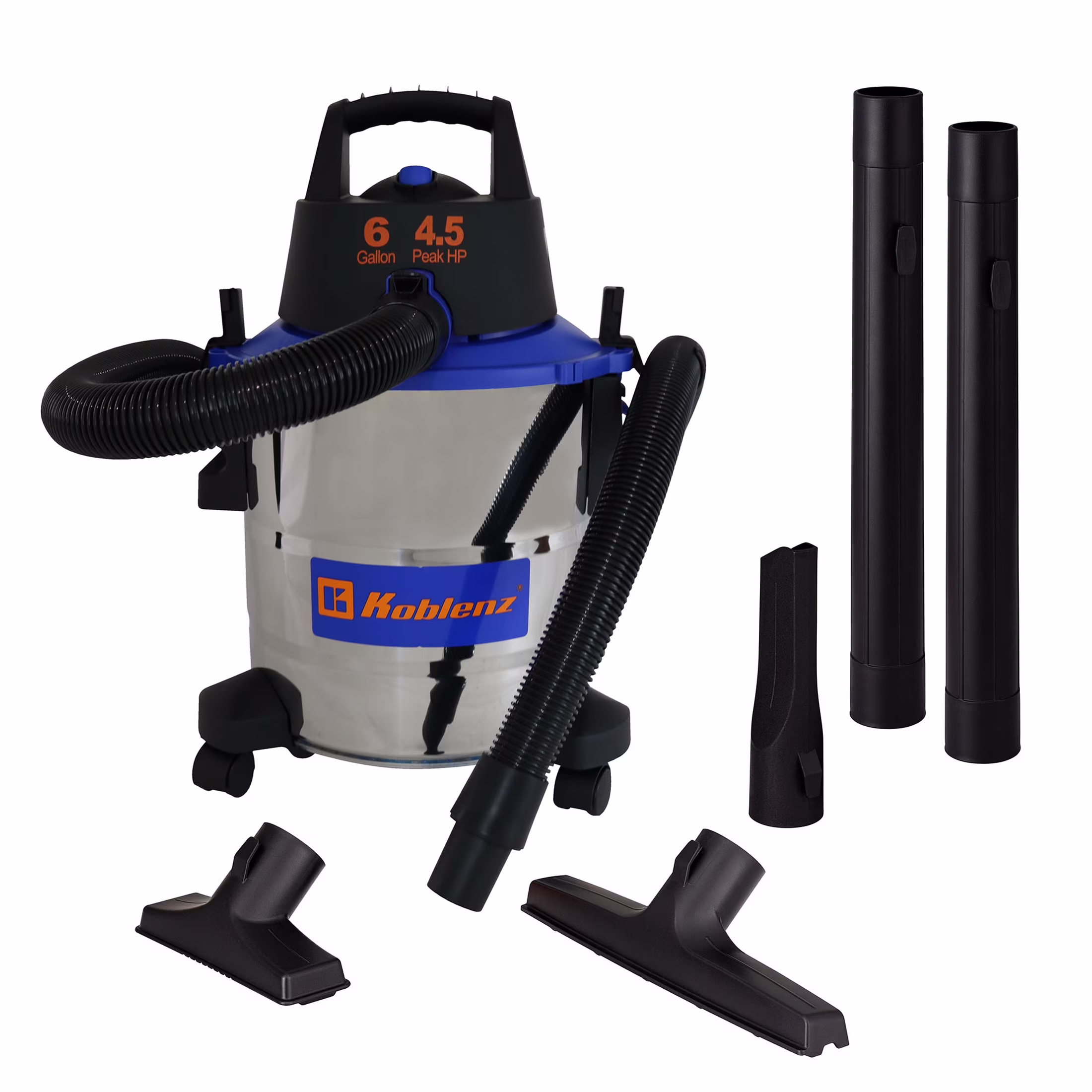 Koblenz 6-Gal. Portable Wet/Dry Vacuum with Blower, Stainless Steel and Blue, WD-6 L212 SS