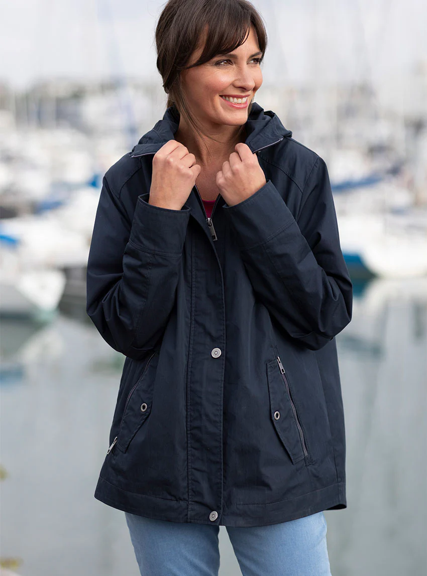 Parka femme à capuche bleu marine
