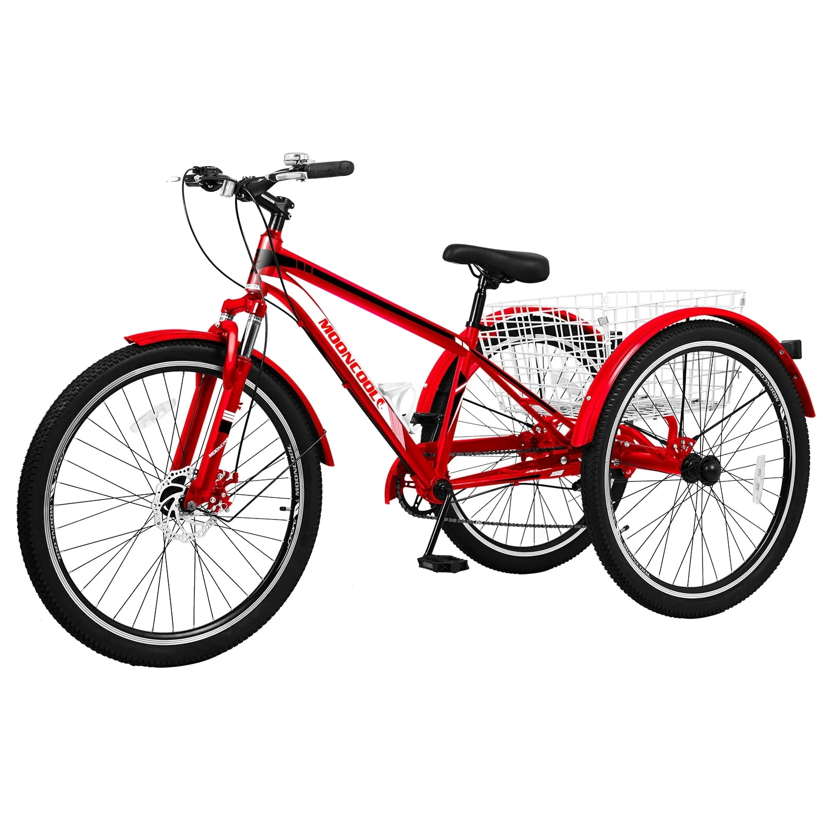 26" Mountain Tricycle, 7 Speed Adult Trikes Shopping Bicycle with Rear Basket,Adult Tricycle