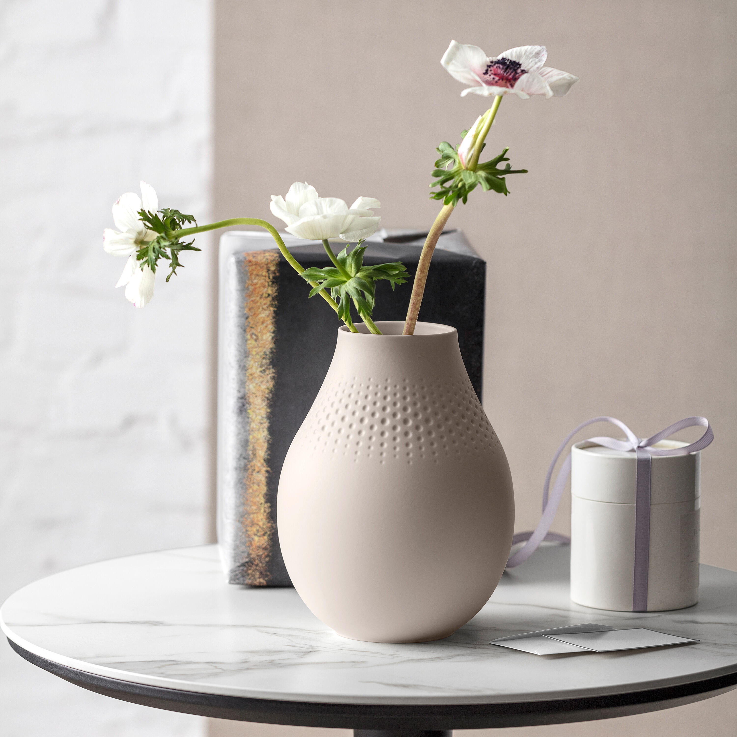 Manufacture Vase - Beige, 6.3'' x 8.1'', Premium Porcelain