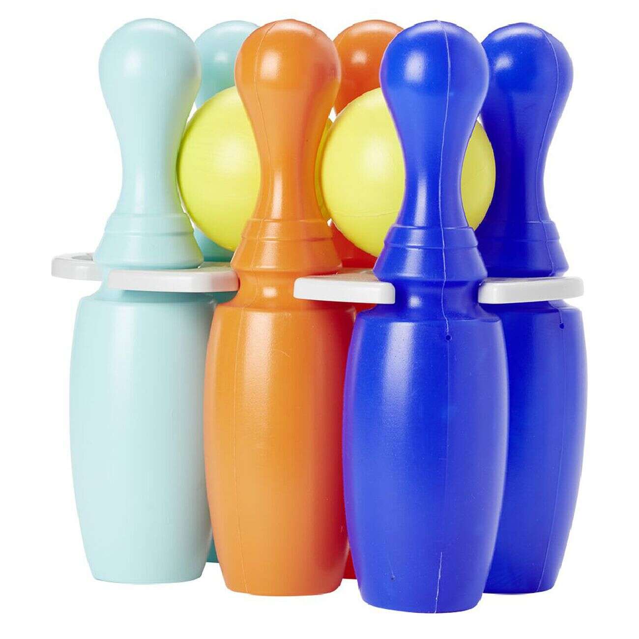 Quille en plastique pour bowling bleu et orange x6