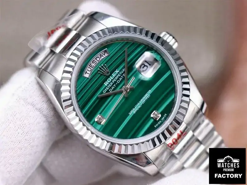 Rolex President Day Date 18038 Malachite Green Diamond Dial