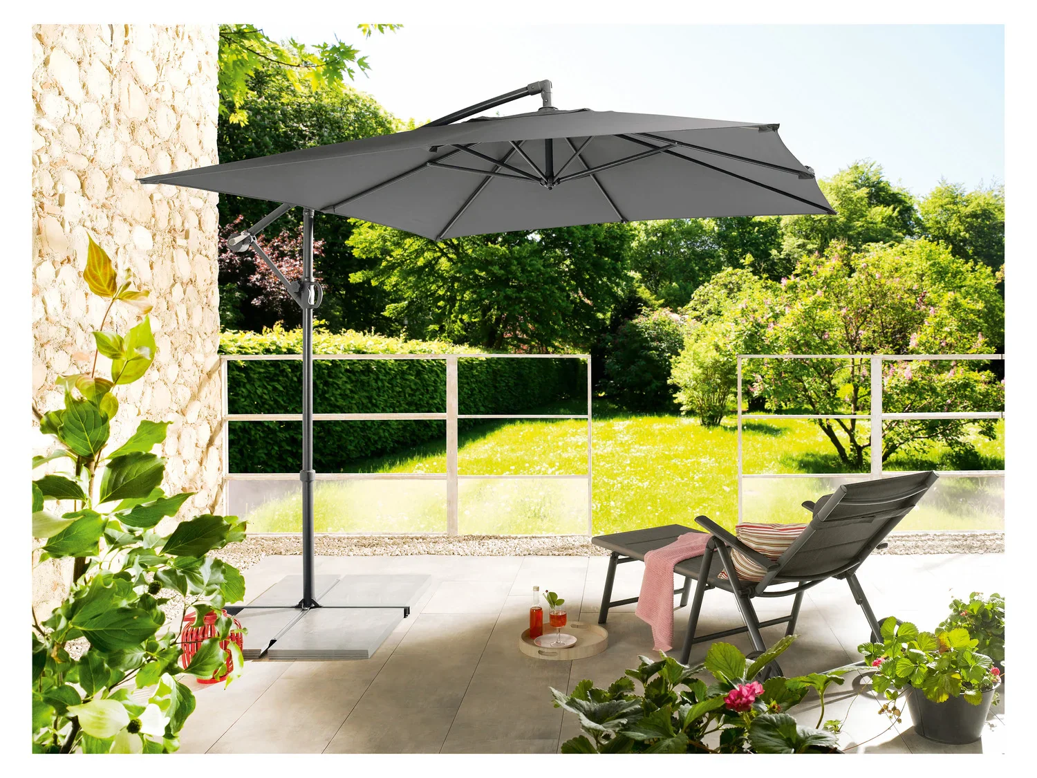 LIVARNO home Parasol dport carr 2,5 x 2,5 m, anthracite