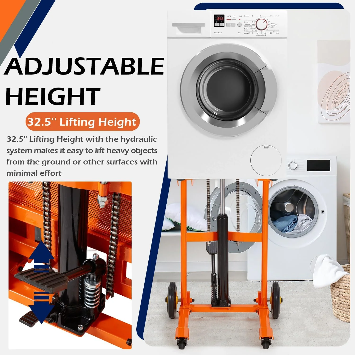 AECOJOY Material Lift Winch Stacker, Hydraulic Lift Table Cart 500 Lbs Capacity, Pallet Truck Jack with Lockable Swivel Casters