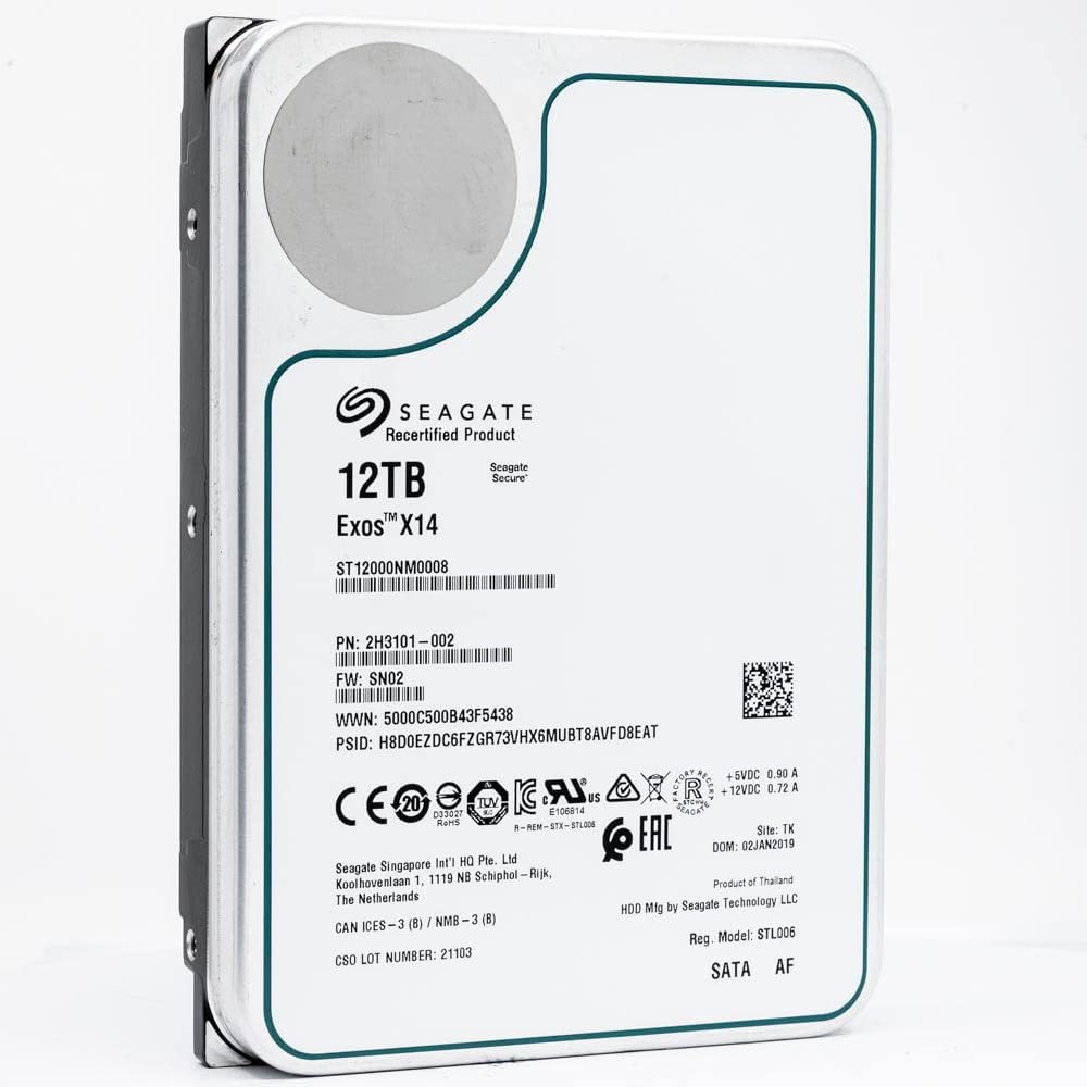 Seagate 12TB HDD Exos X14 SATA 6Gb/s 512e 7200RPM 3.5