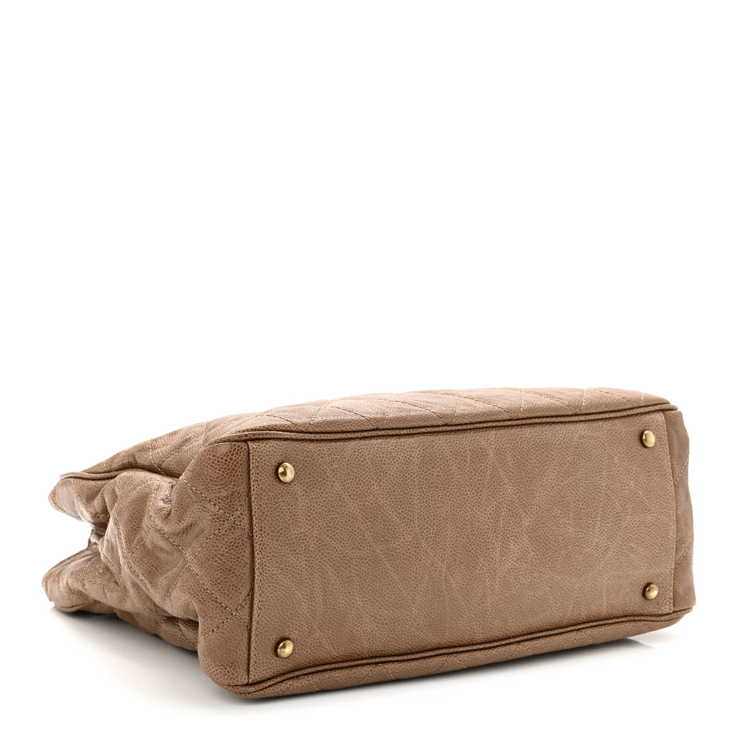 Glazed Caviar Quilted Small Shiva Tote Beige