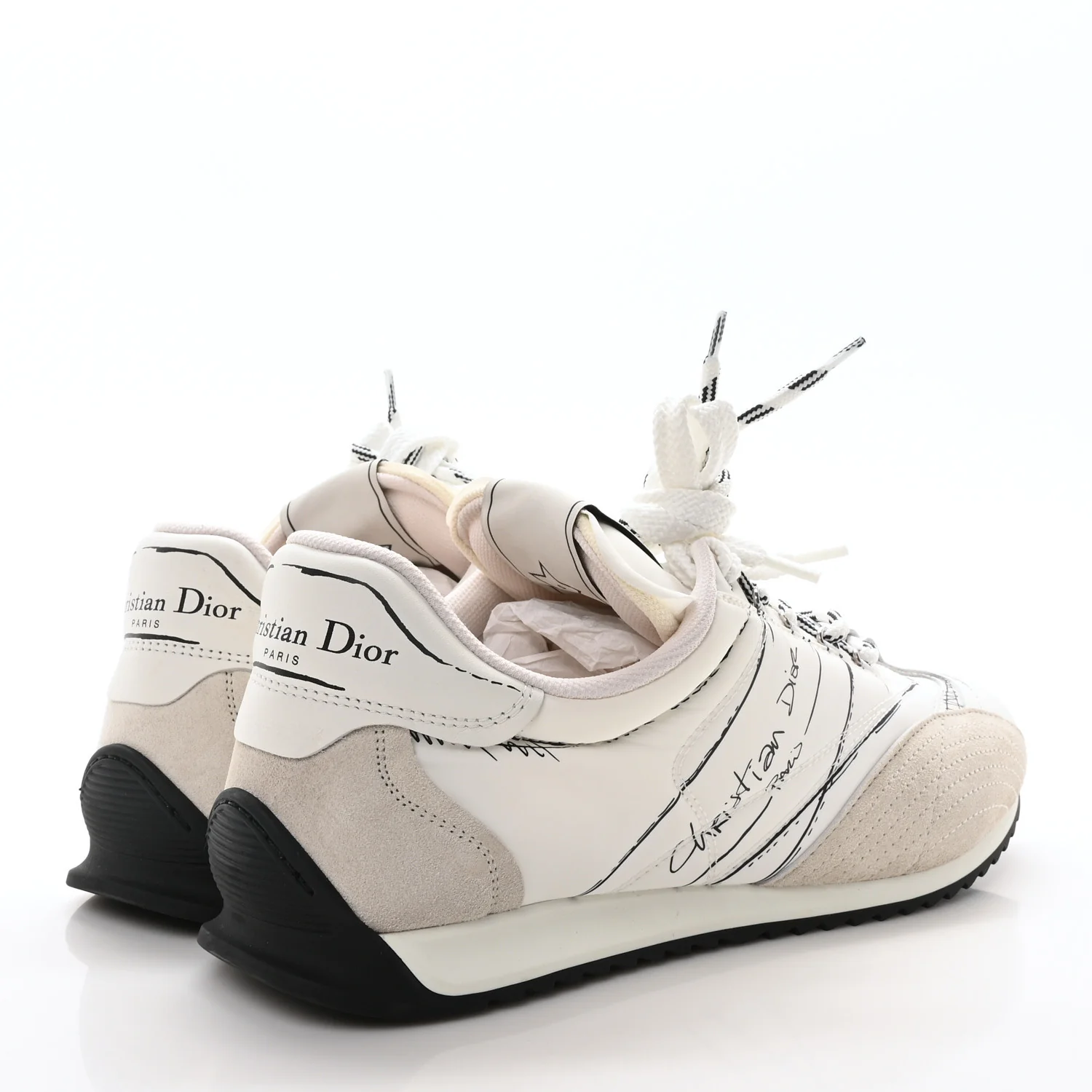 Calfskin Nylon Womens D-Sketch Sneakers 41 White