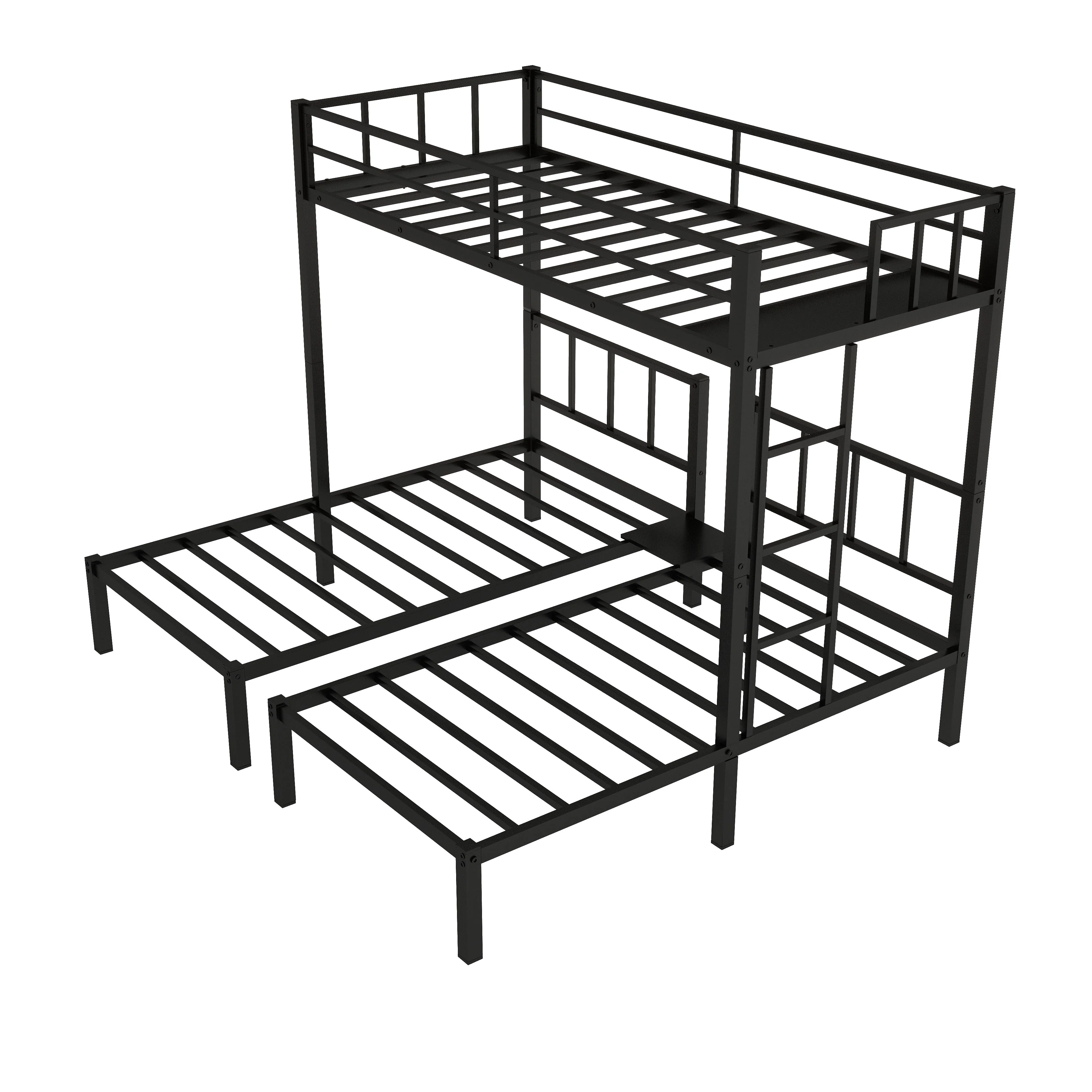 Metal Twin Triple Bunk Bed, Twin over Twin over Twin Bunk Bed for 3 Kids, Noise Reduced Structure, Separates Into 3 Twin Beds, Black - Image 10