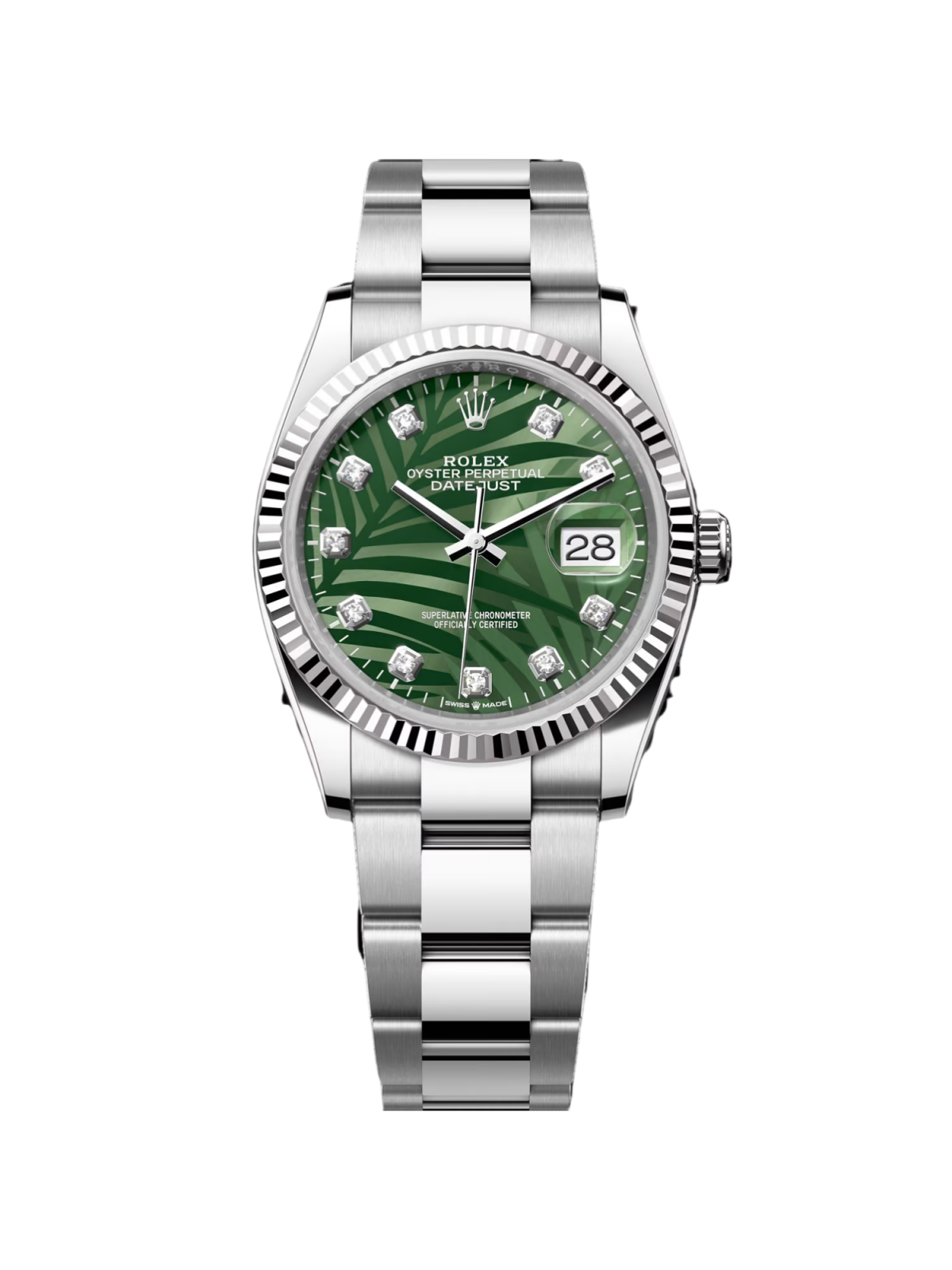 [Super Clone]RLX  Datejust 36mm 126234-0056 DISCONTINUED Green Palm Diamond Motif Dial Oyster
