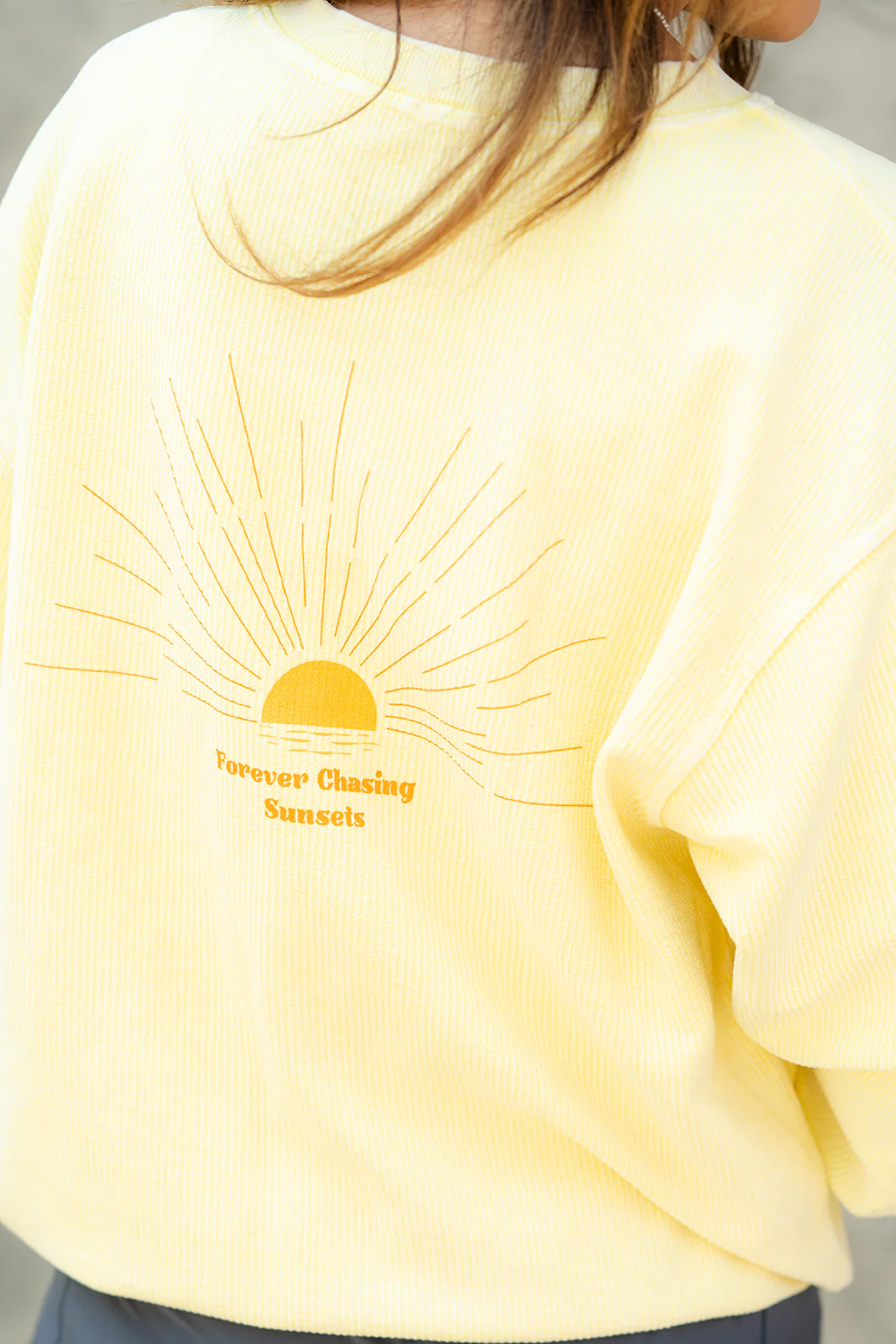 Forever Chasing Sunsets Ribbed Graphic Crewneck