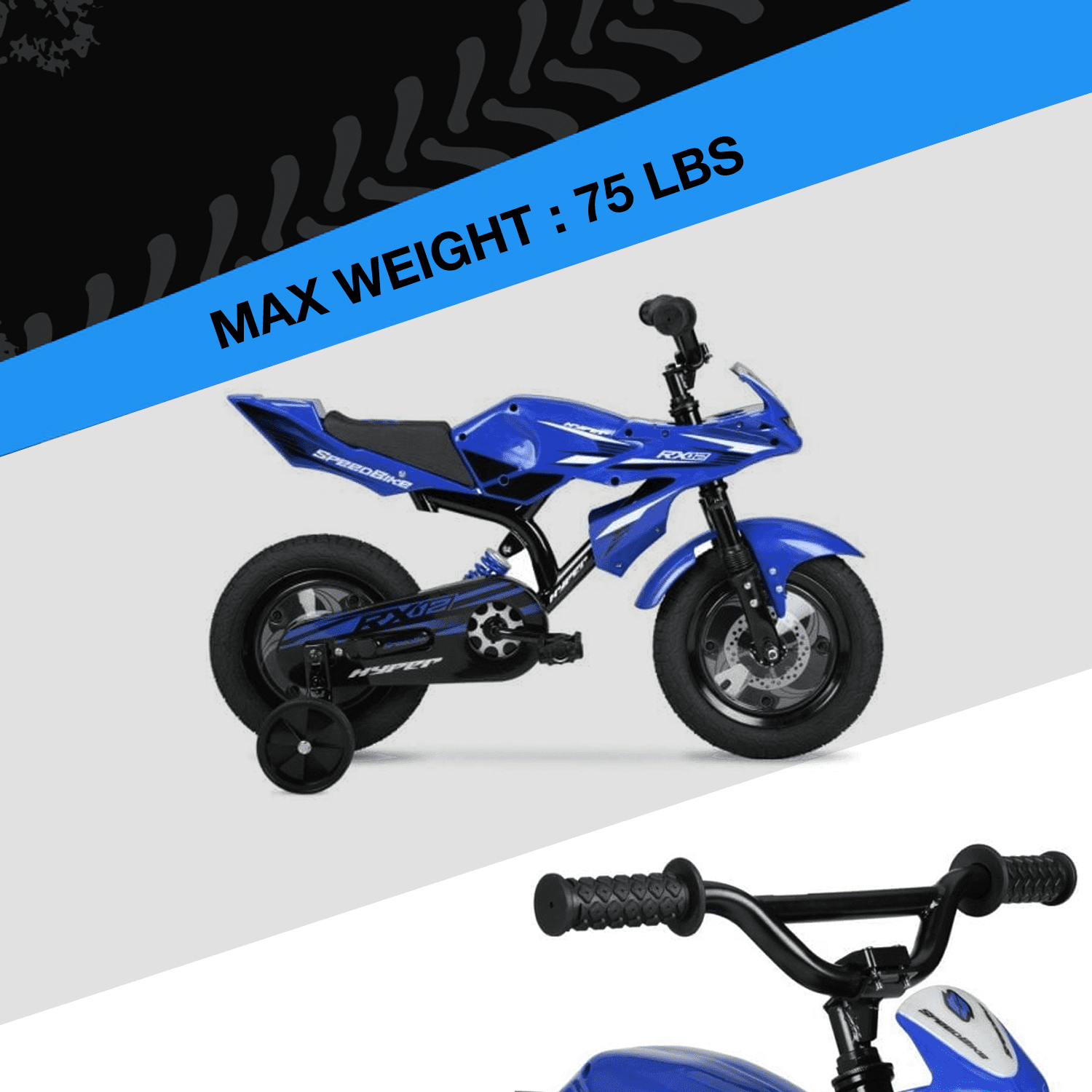 Bicycles 12 Boys Speedbike. Blue. With Training Wheels