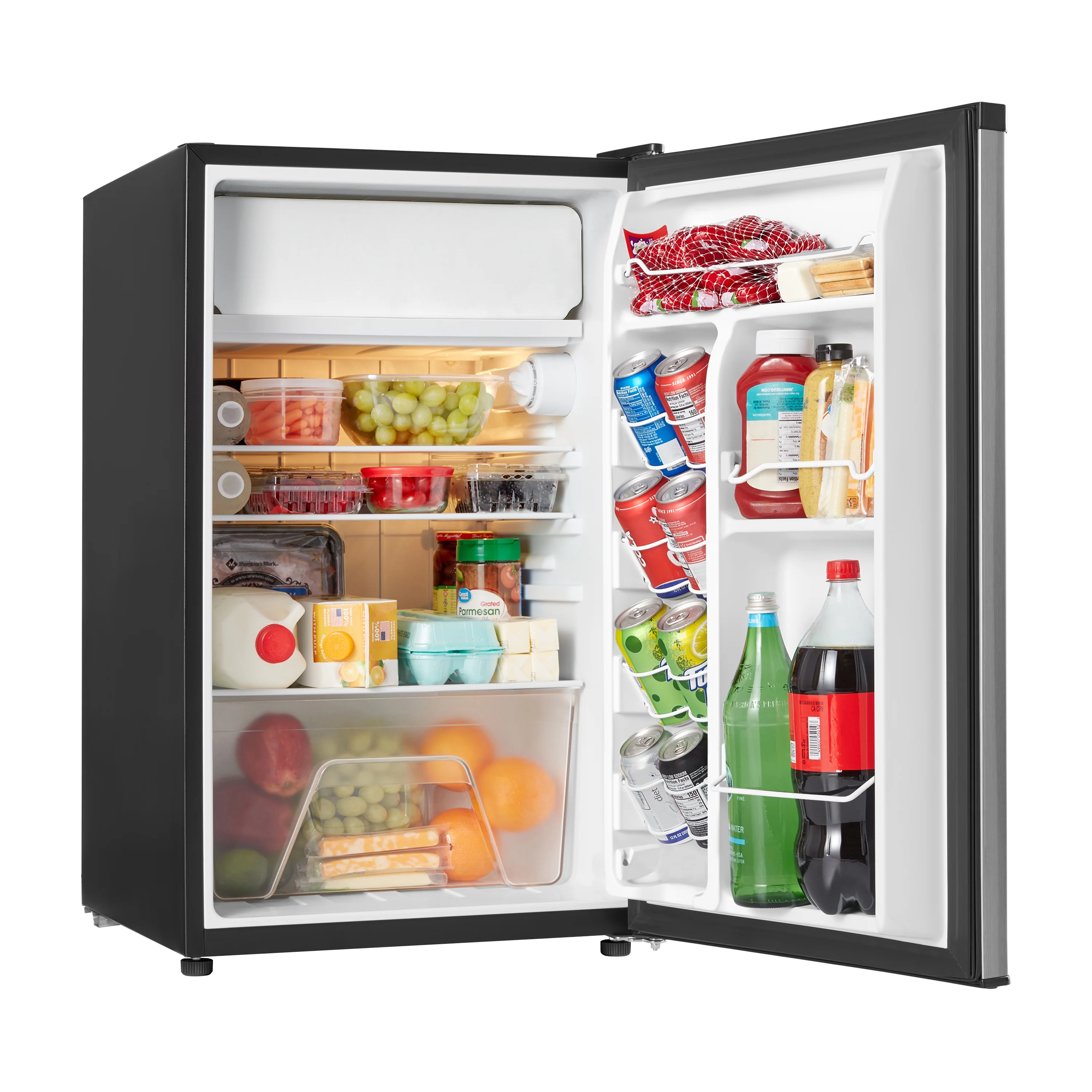 4.3 Cu ft Single Door Mini Fridge, Stainless Steel Look, New, Width 19.12"(Stainless) - Image 2