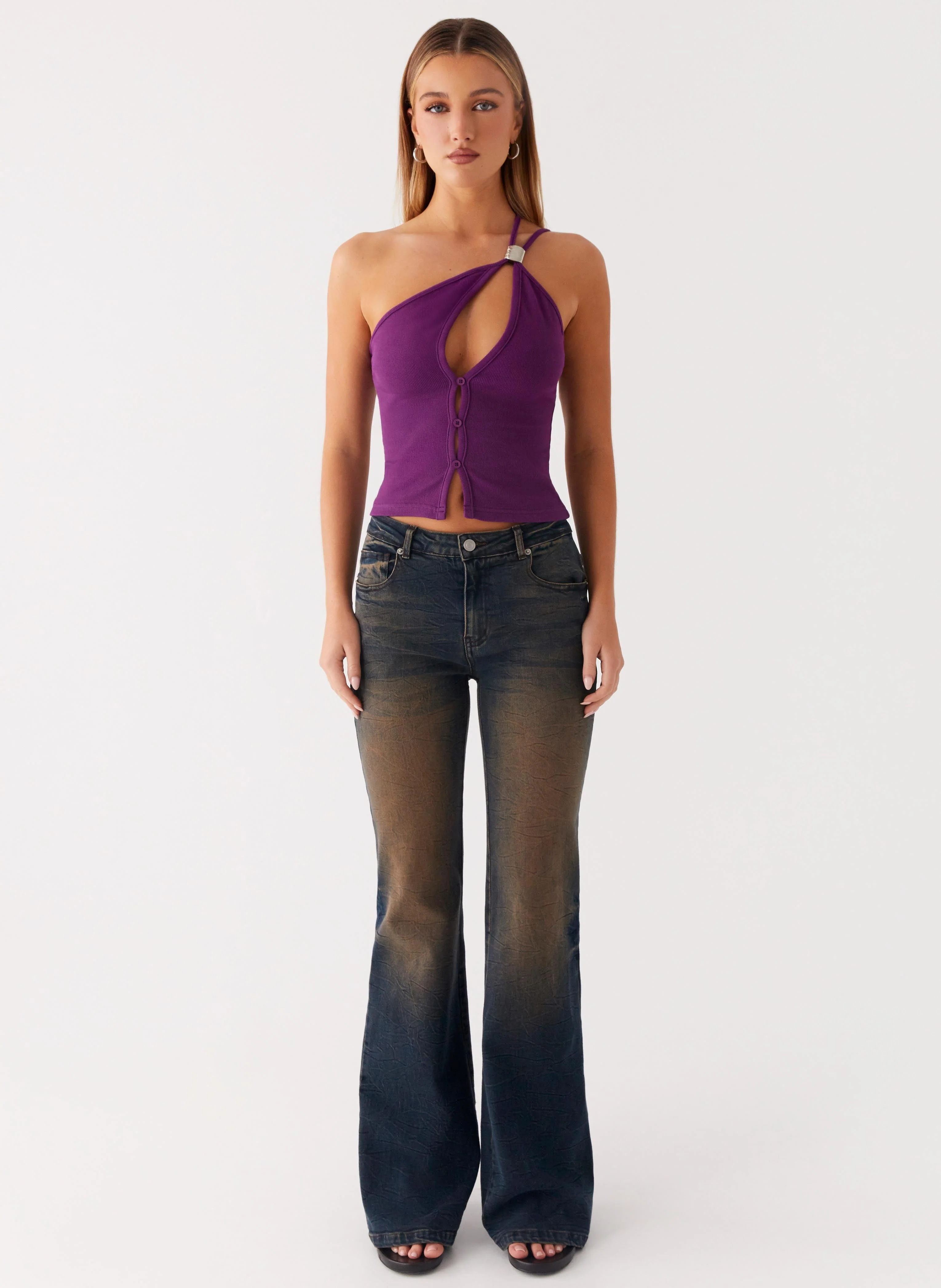 Oregon Flared Denim Jeans - Dirty Black Wash