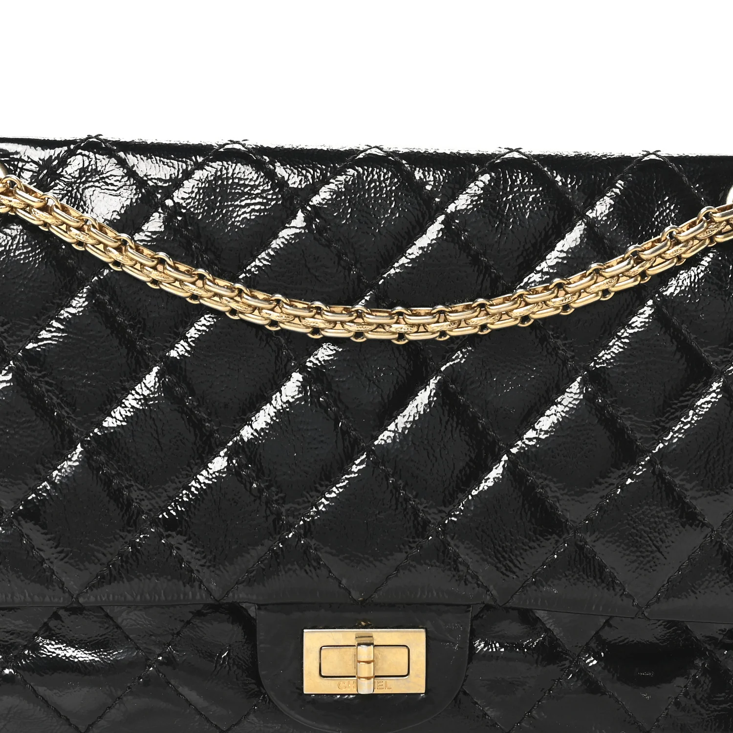 Distressed Patent Quilted 2.55 Reissue 226 Flap Black