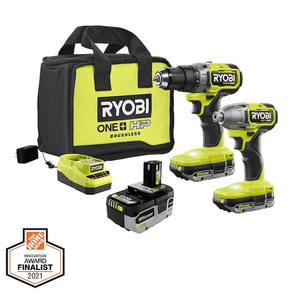 ONE+ HP 18V Brushless Cordless 3 Tool Combo Kit w/Drill/Driver, Impact Driver, 4 0 Ah Battery, Batteries, Charger Bag