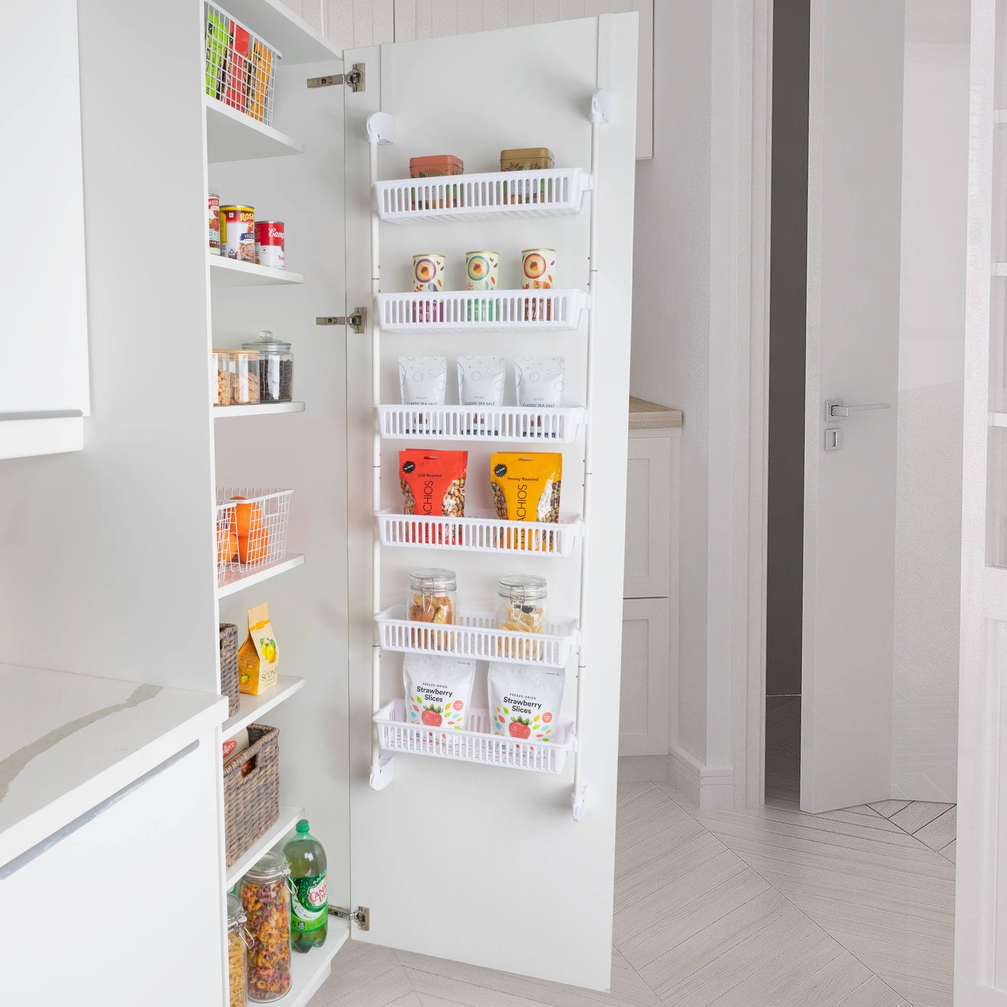 Smart Design Steel 6-Tier Over The Door Pantry Organizer - White
