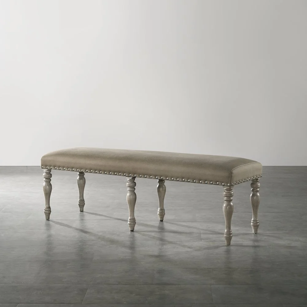 Birmingham Nailhead 6 - Piece Table with Nail Head Bench Dining Set, Driftwood