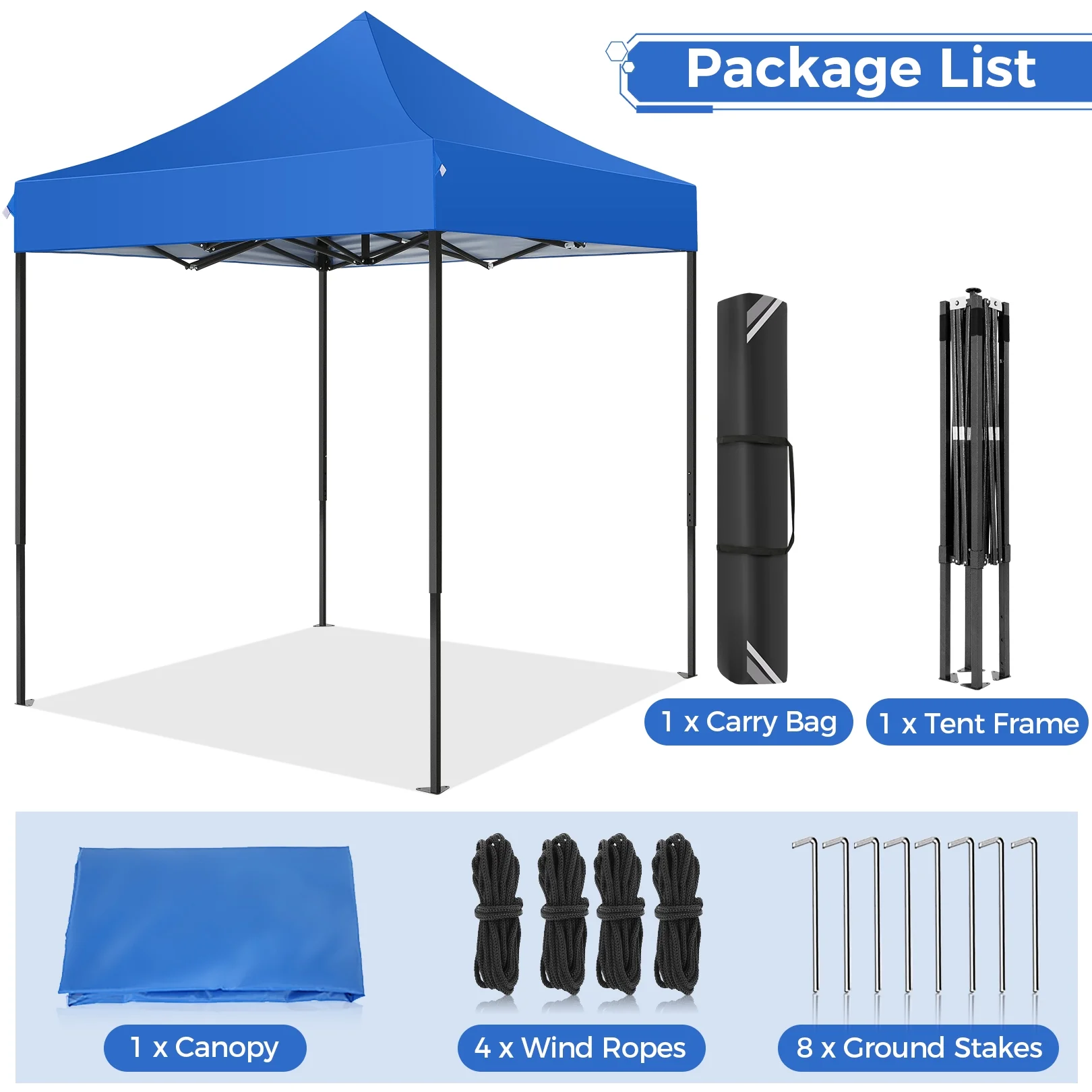 SANOPY 6.6 x 6.6 FT Pop up Canopy Tent, Heavy Duty Canopy Easy Set up All-Weather Waterproof Outdoor Canopy Tent for Parties, Beach, Garden, Camping with 1 Handbag, 3 Adjustable Heights, UPF50+