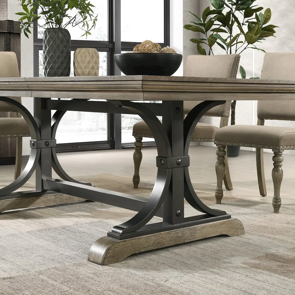 Birmingham Nailhead 6 - Piece Table with Nail Head Bench Dining Set, Driftwood