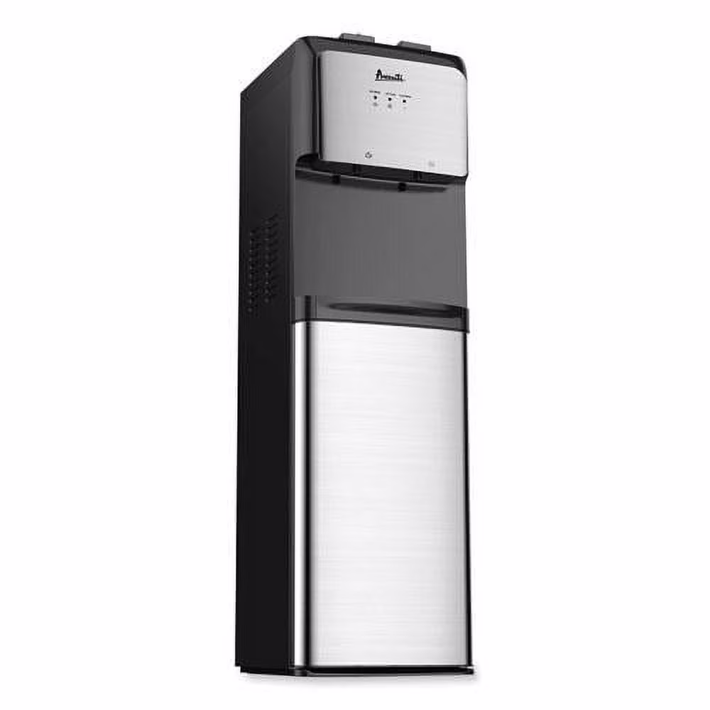 Bottom Loading Water Dispenser with UV Light, 3 to 5 gal, 41.25 h, Black/Stainless Steel(1)