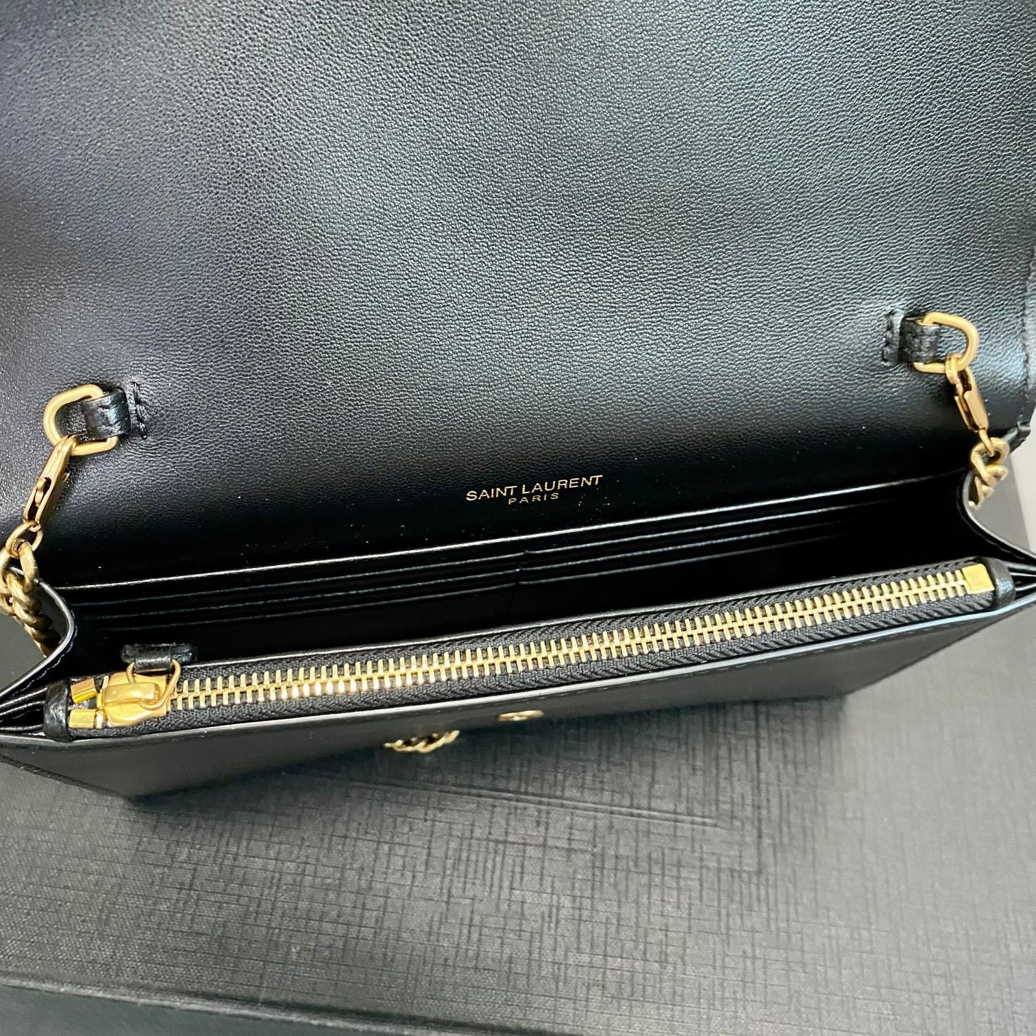 YSL Cassandra Shoulder Black Bag - 19x12.5x3.5cm
