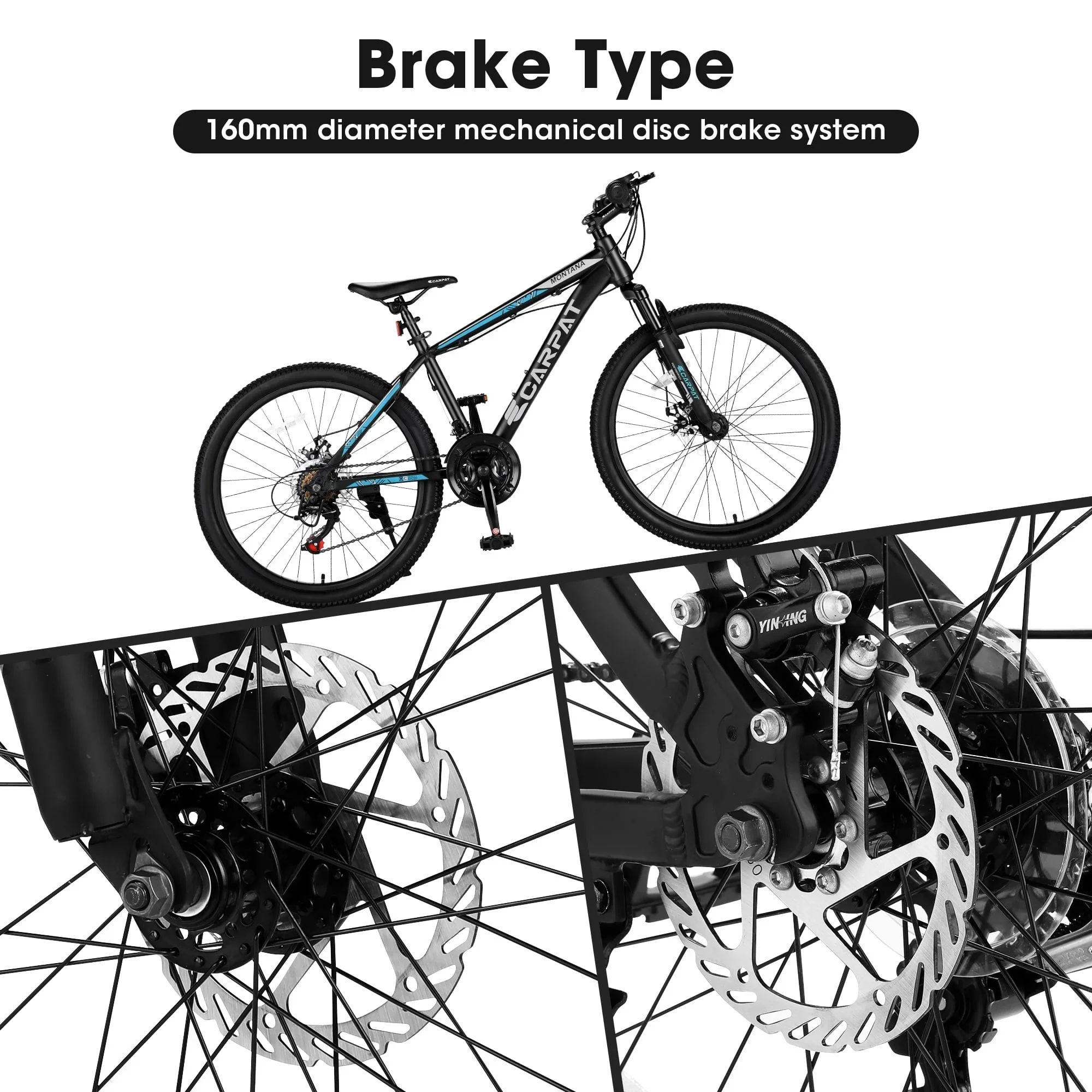 26 Mountain Bike, Aluminum Mountain Bike for Adult with Disc Brakes & Suspension