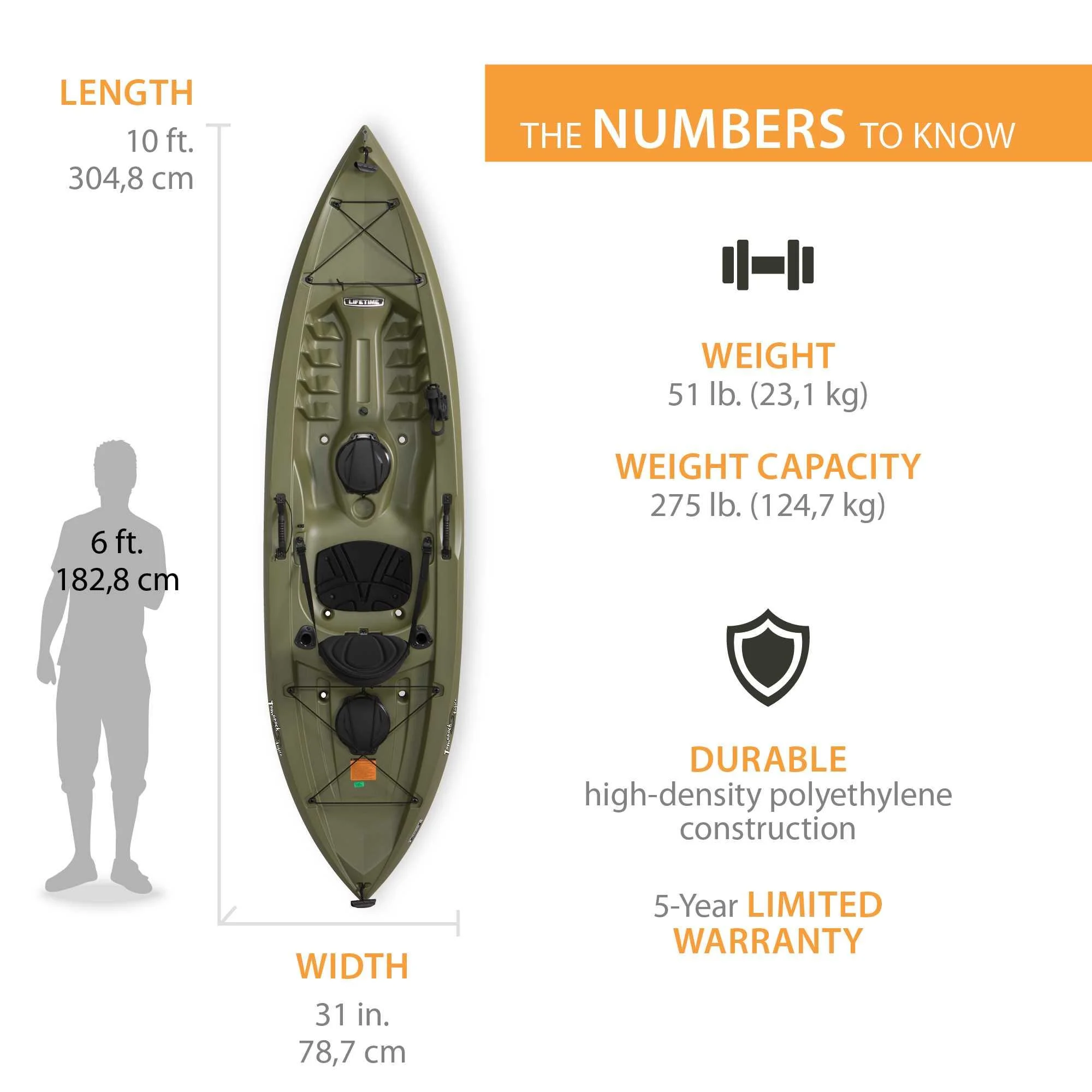 Lifetime Tamarack Angler 10 Ft. Fishing Kayak, Volcano Fusion (91340)