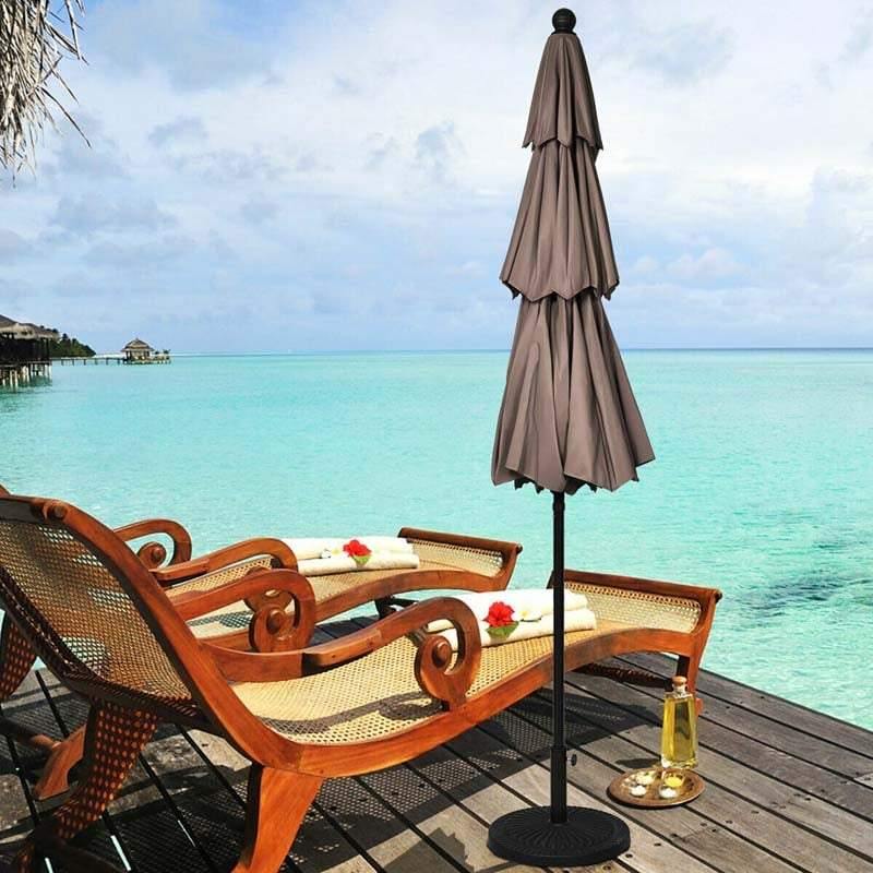 Parasol de marché de terrasse à 3 niveaux de 3 m (10 pi) avec double ventilation et inclinaison automatique